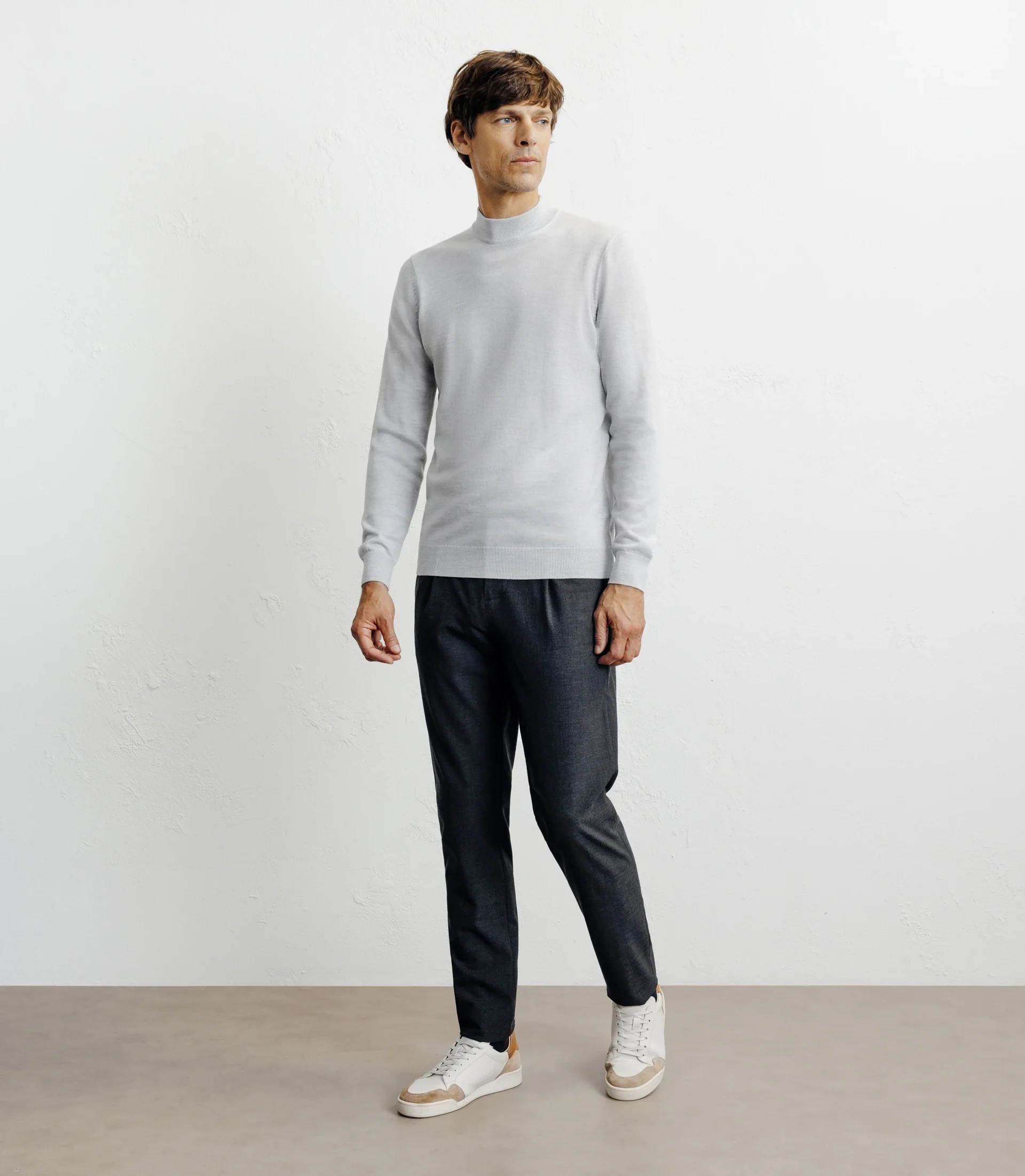 Pull col cheminée mérinos gris chiné - Image 3