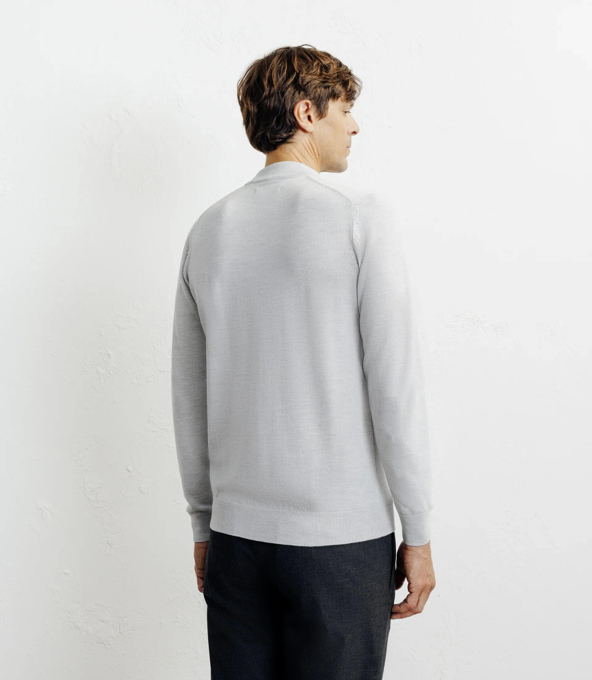 Pull col cheminée mérinos gris chiné - Image 4