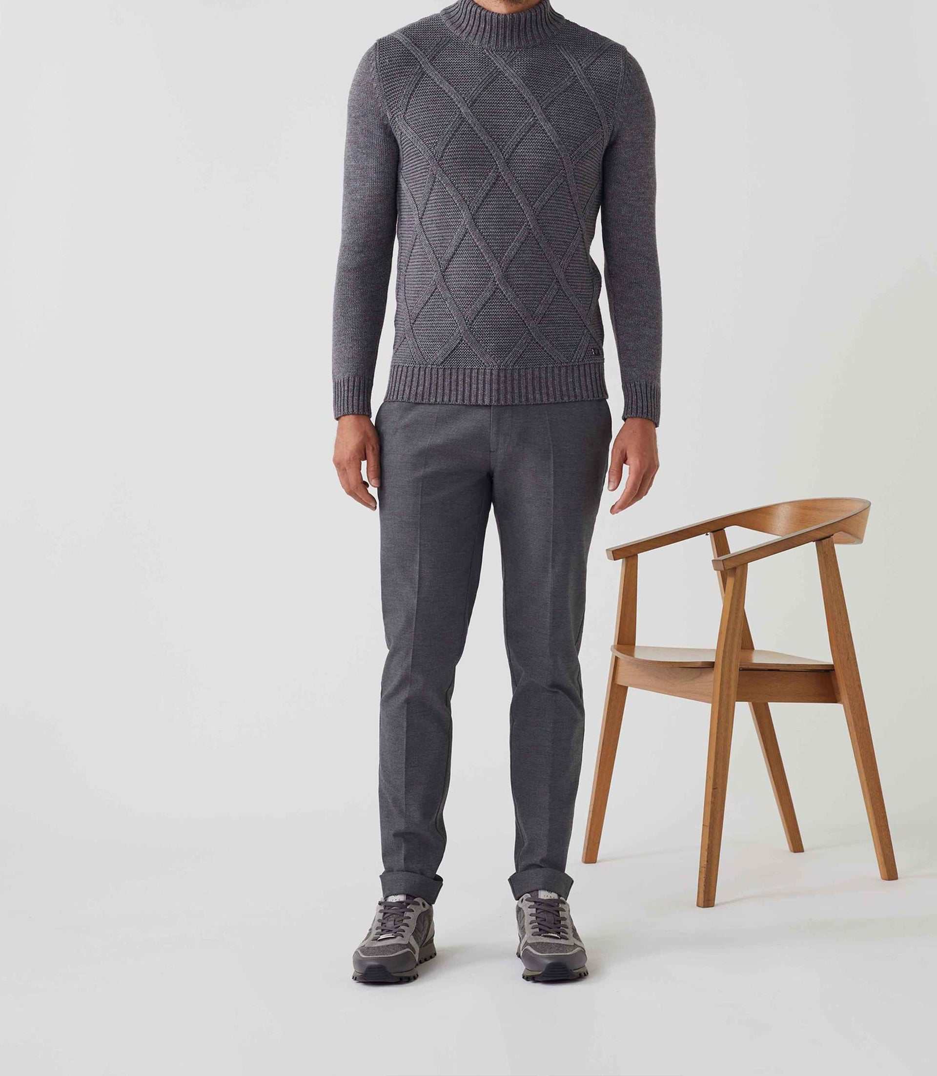 Pull col montant laine gris "Simeo"