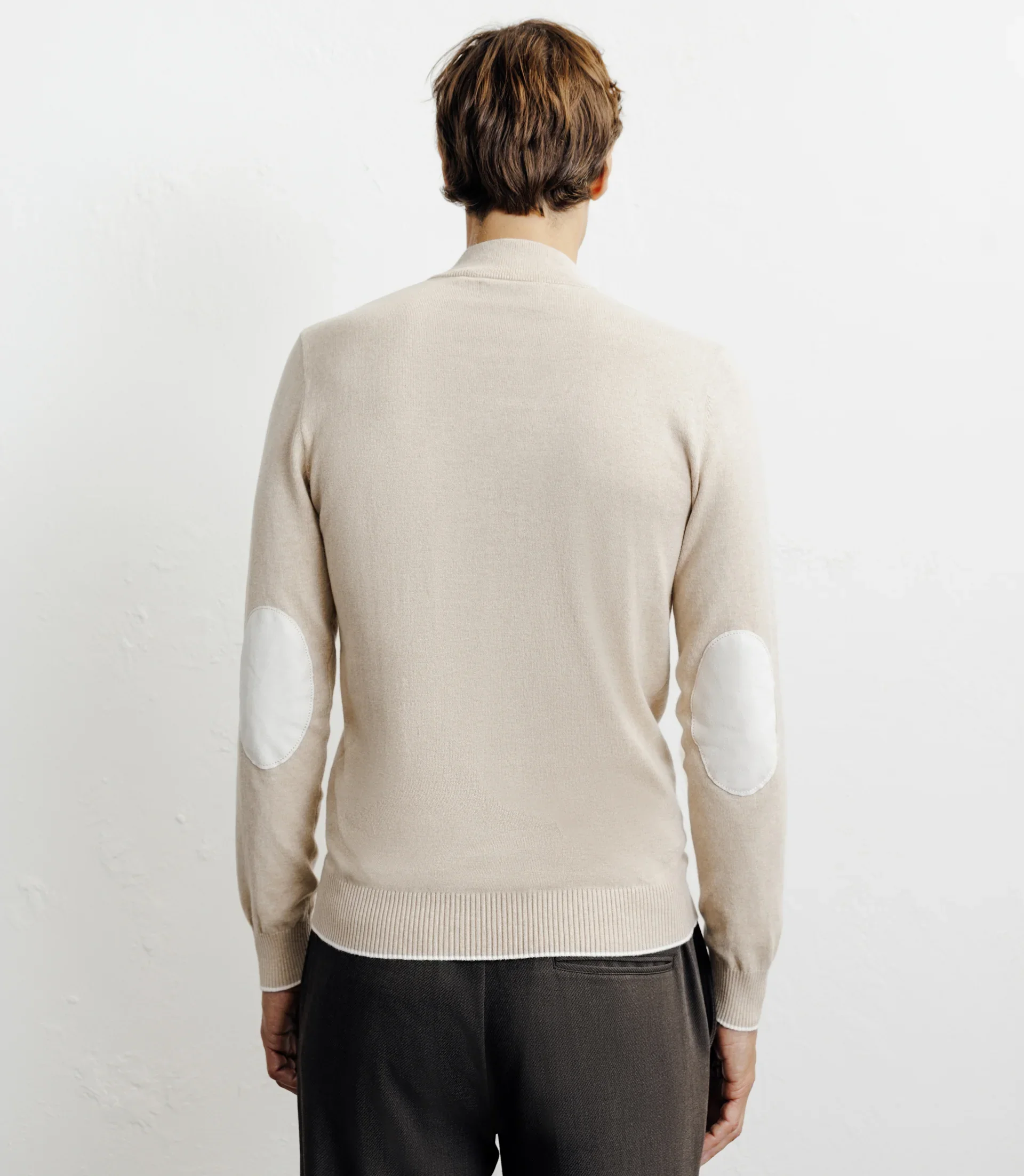 Pull col montant demi zippé beige - Image 4