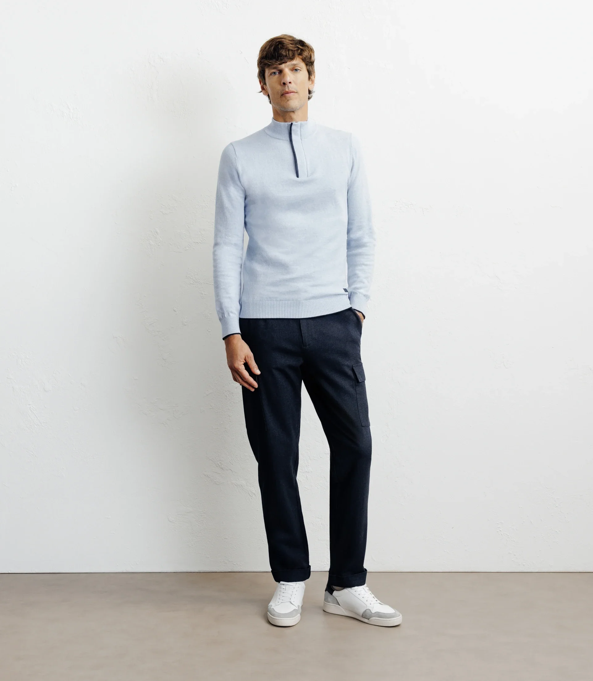 Pull col montant demi zippé bleu ciel - Image 3