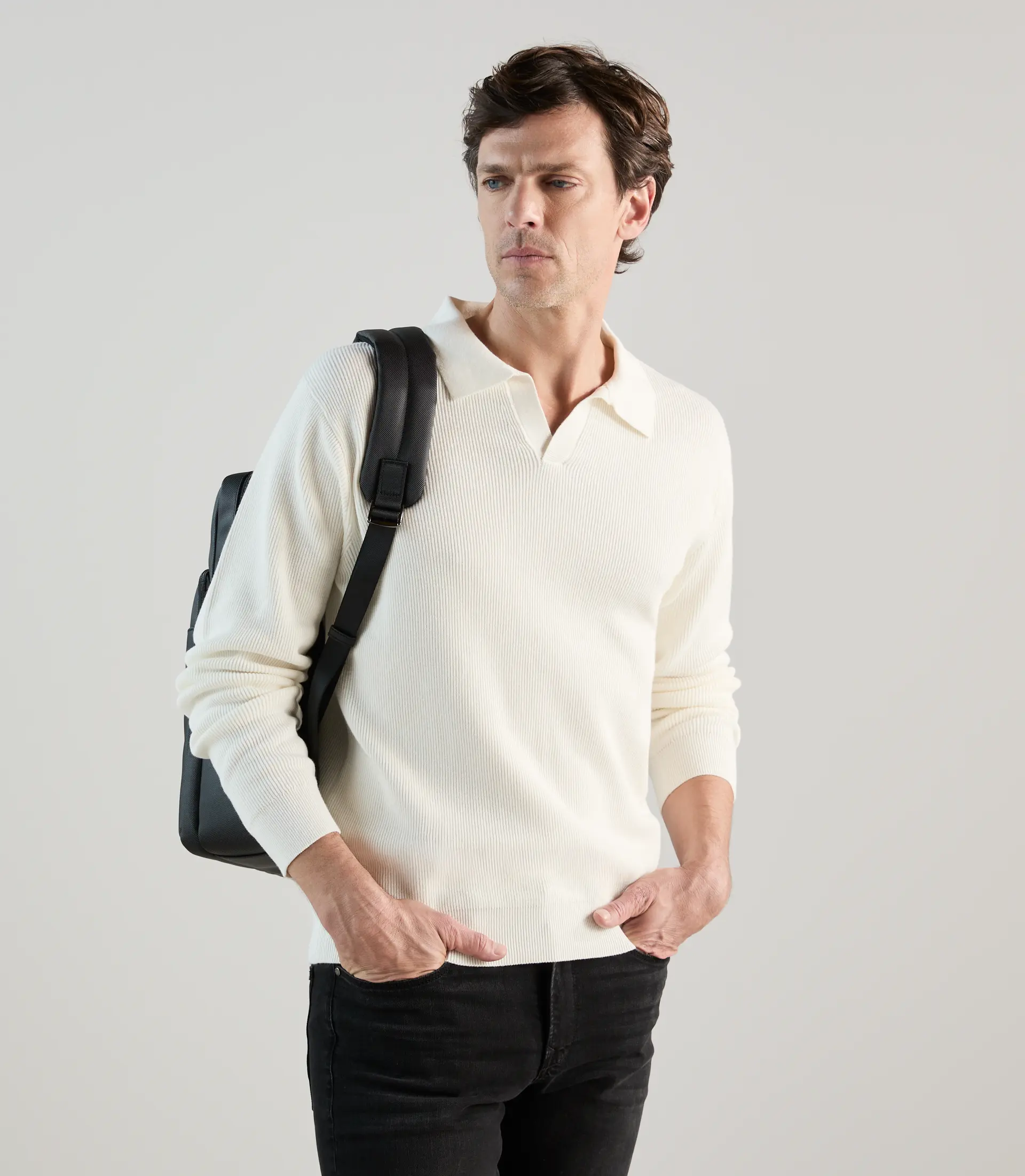 Pull col polo écru - Image 5