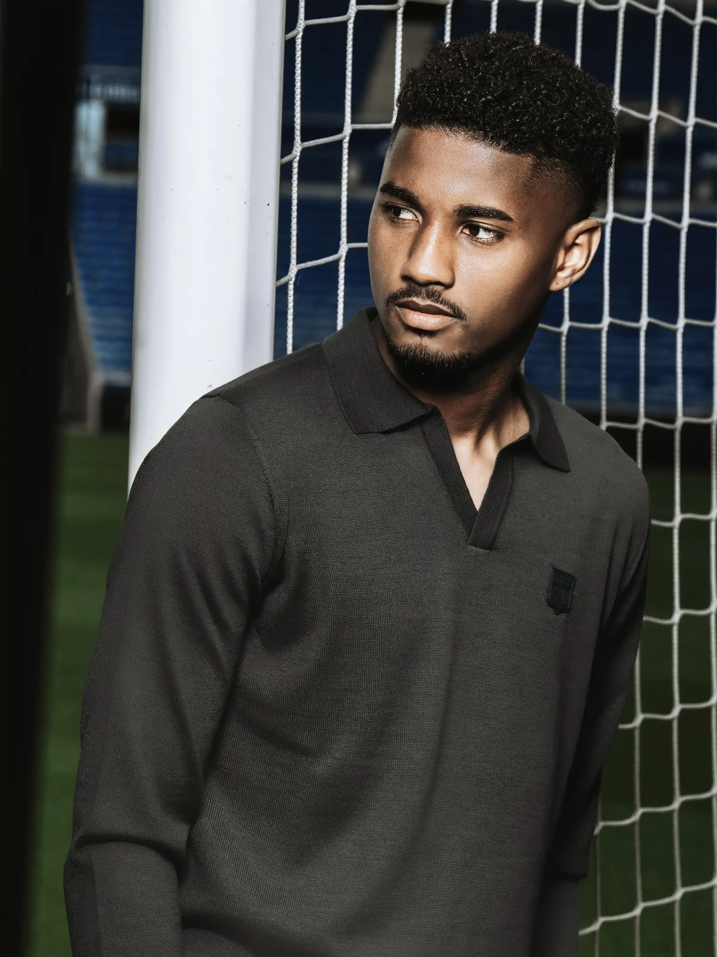 Pull col polo ouvert anthracite