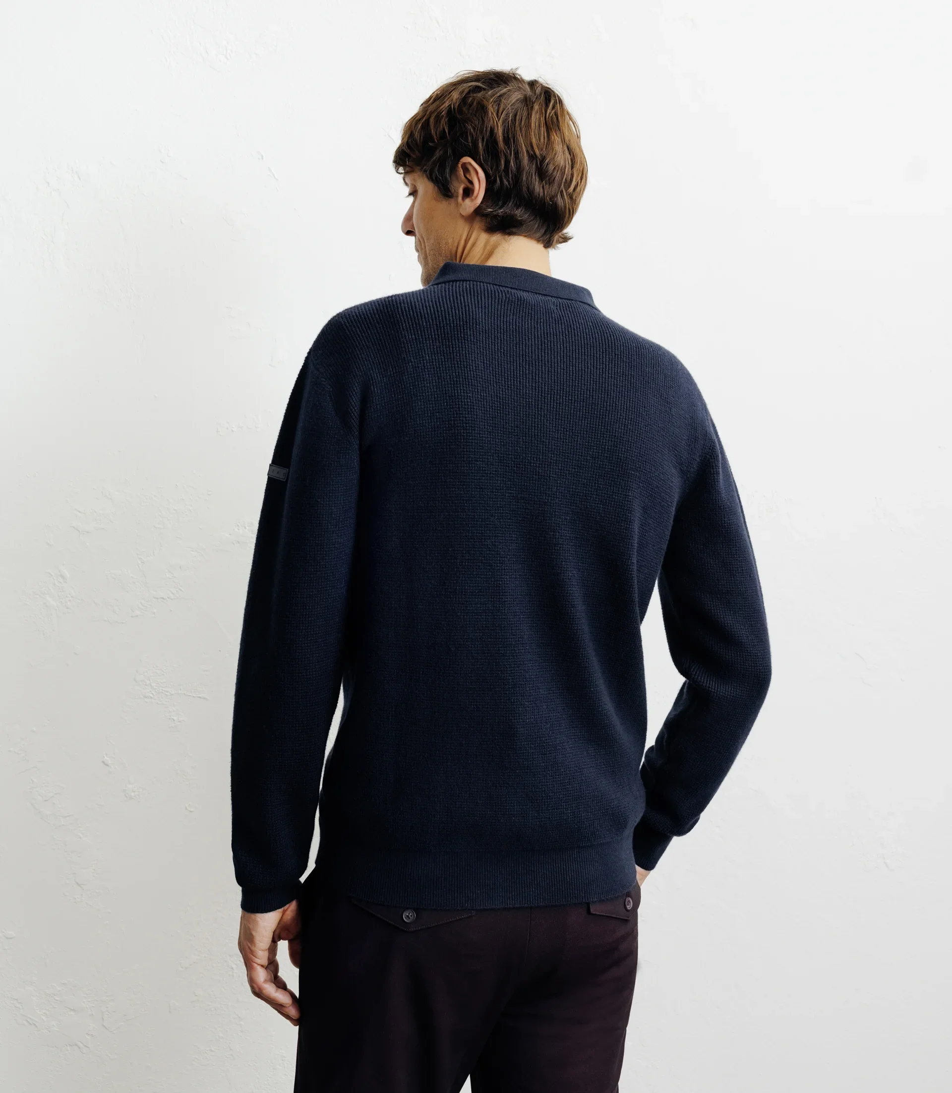 Pull col polo ouvert marine - Image 4