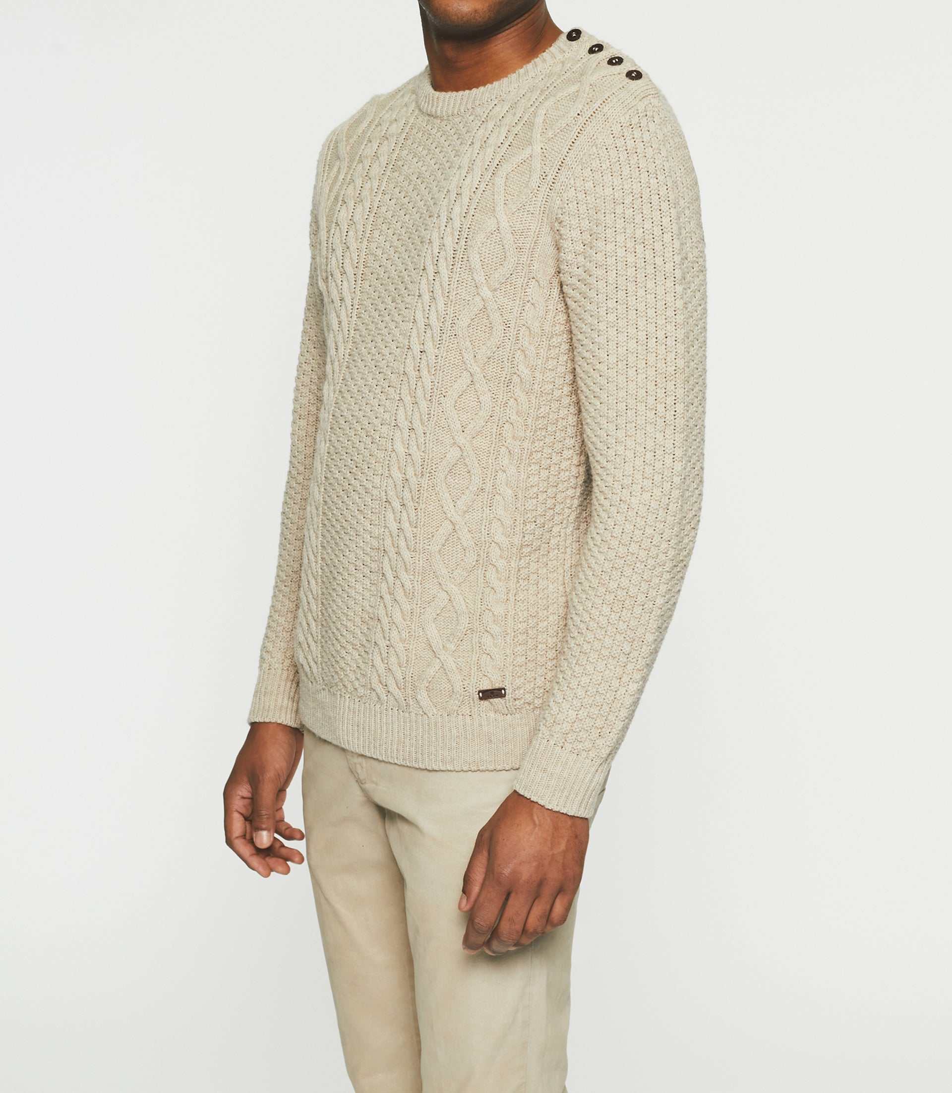 Pull col rond beige BELONI - Image 2