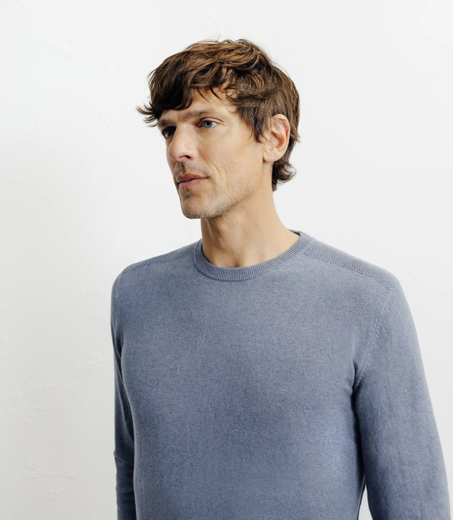 Pull col rond en coton indigo - Image 2