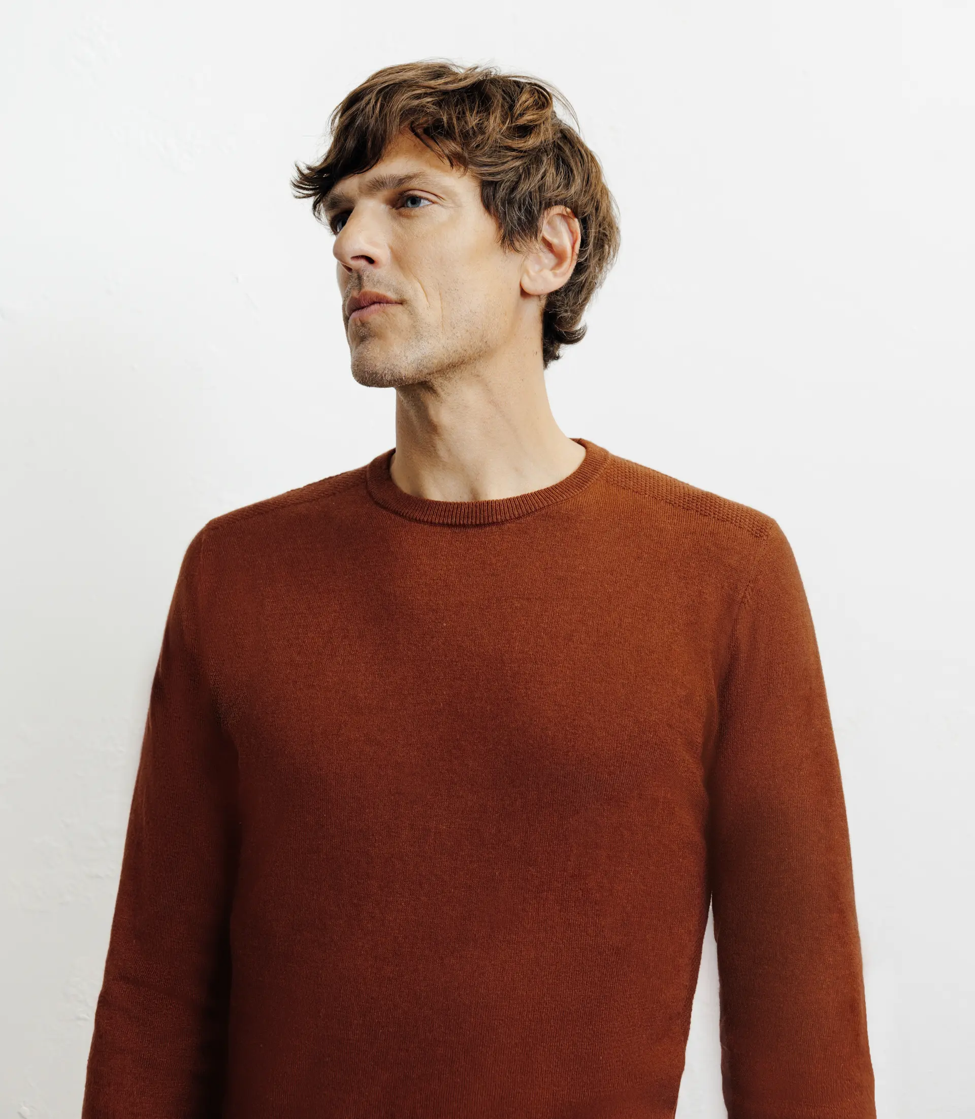 Pull col rond en coton rouille - Image 2