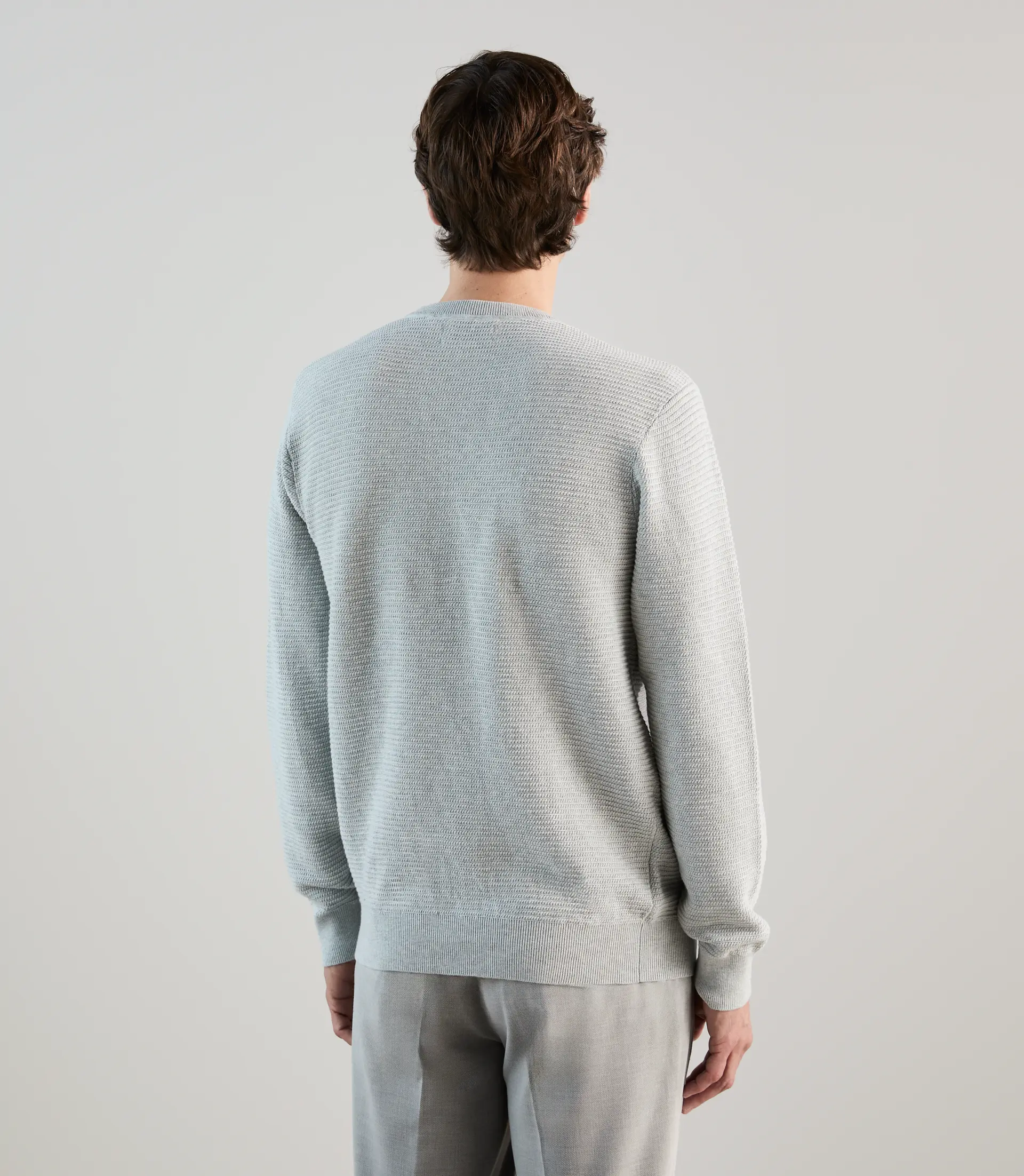 Pull col rond en jeu de points gris perle - Image 3