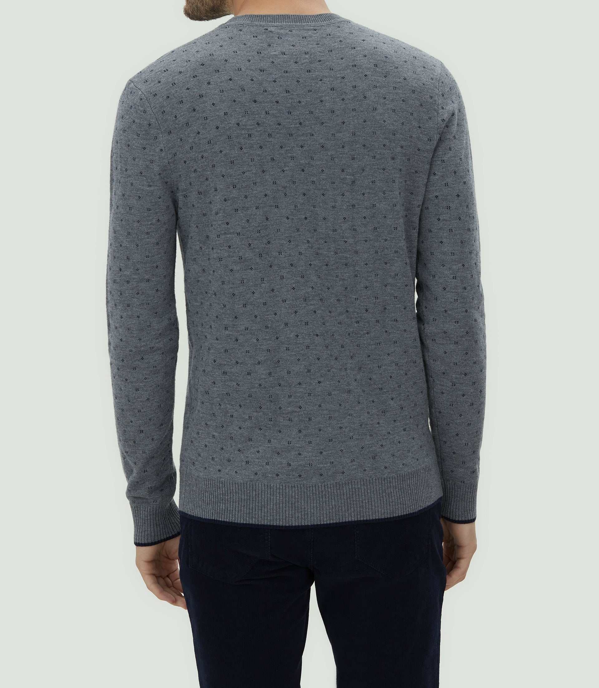 Pull col rond gris motif all over "Lise" - Image 2