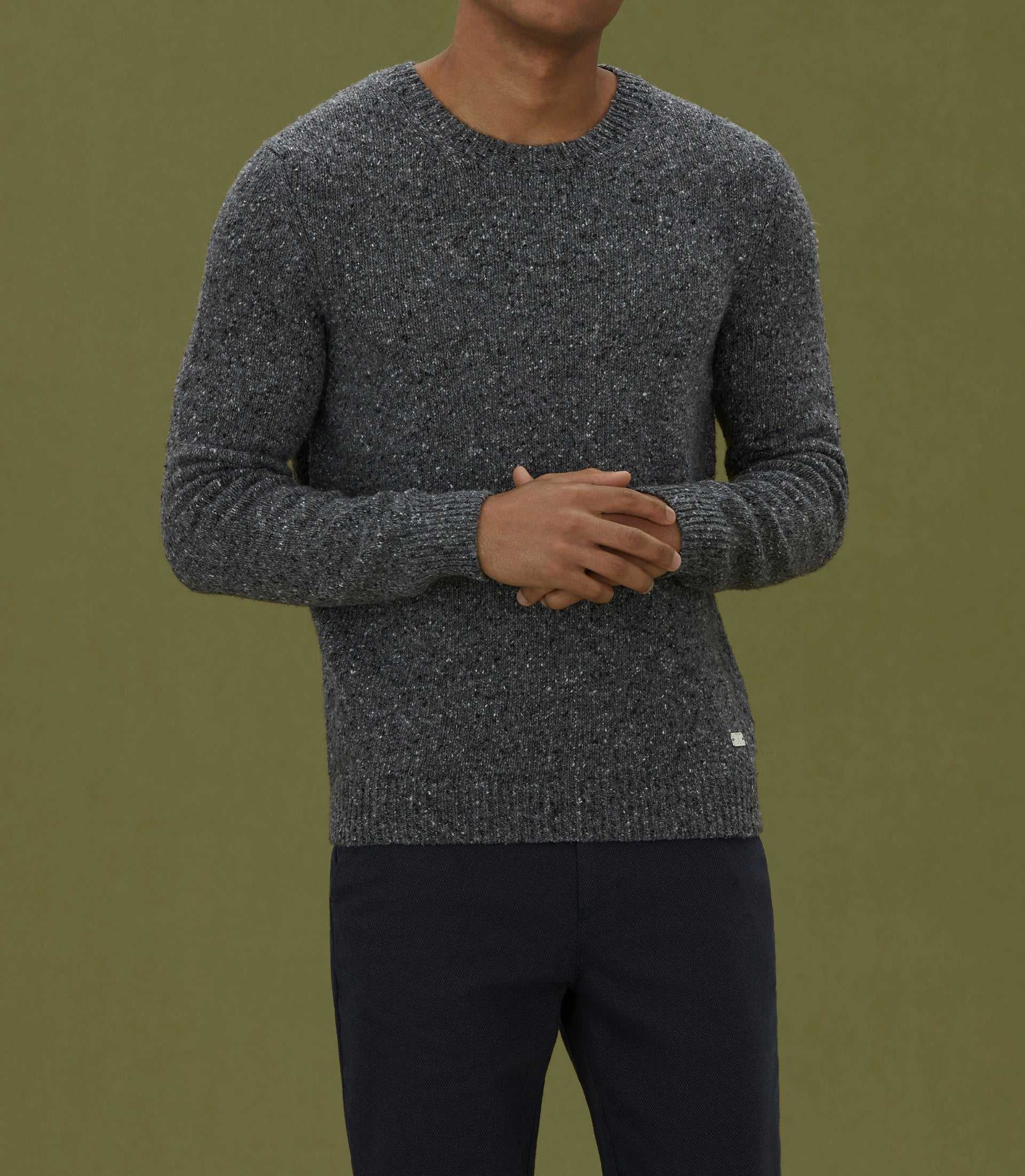 Pull col rond fantaisie gris "Loic" - Image 2
