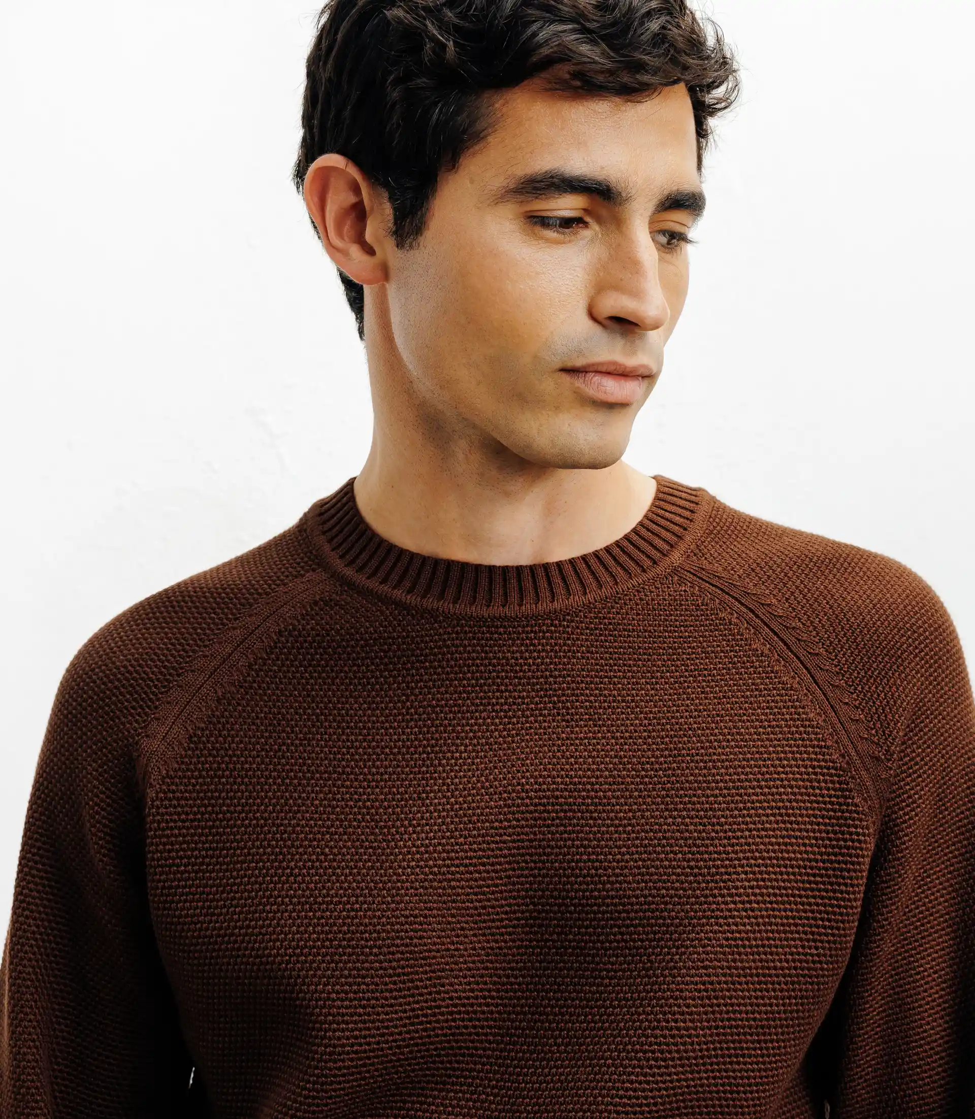 Pull col rond jeux de points chocolat - Image 2