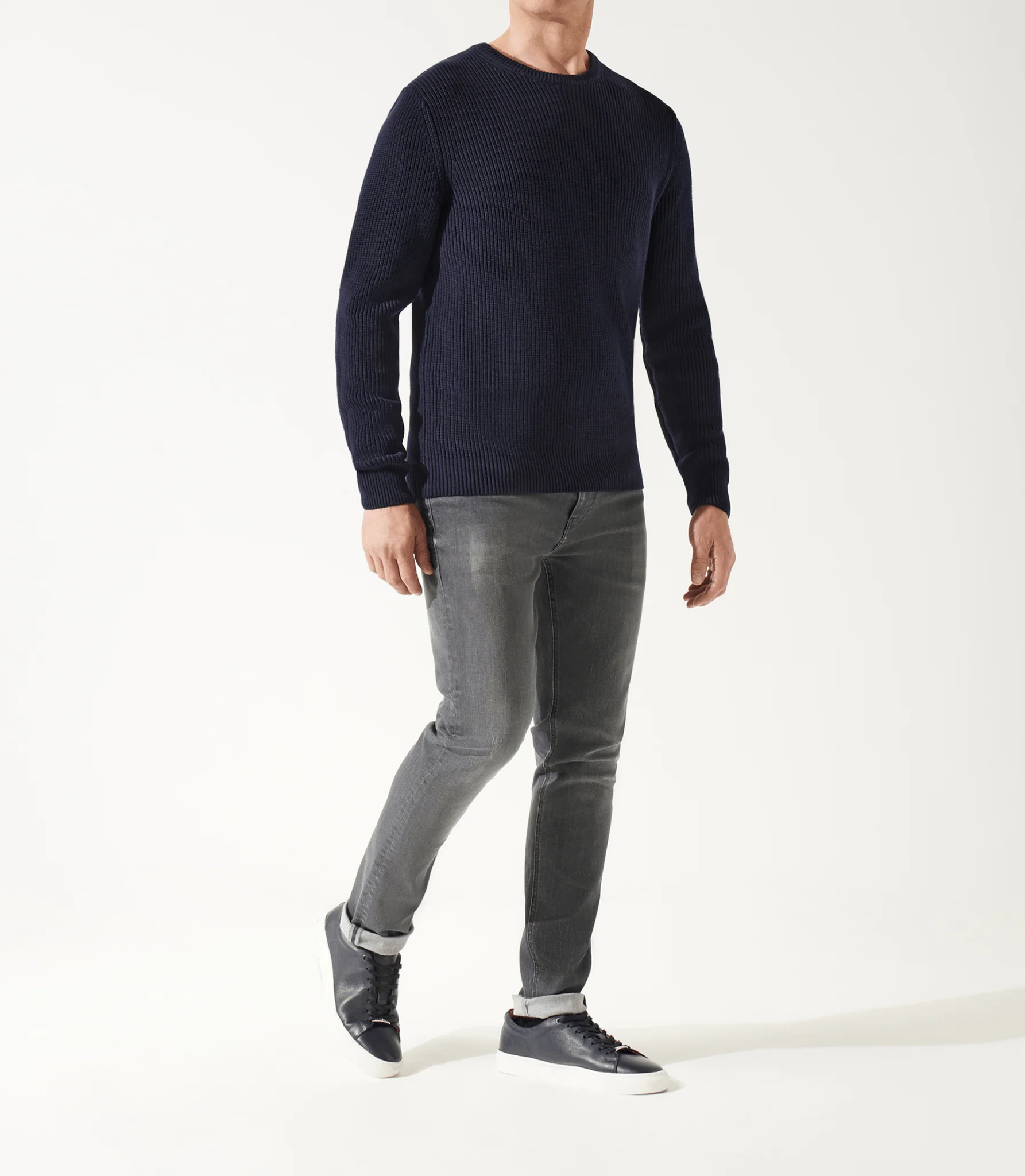 Pull col rond marine - Image 2