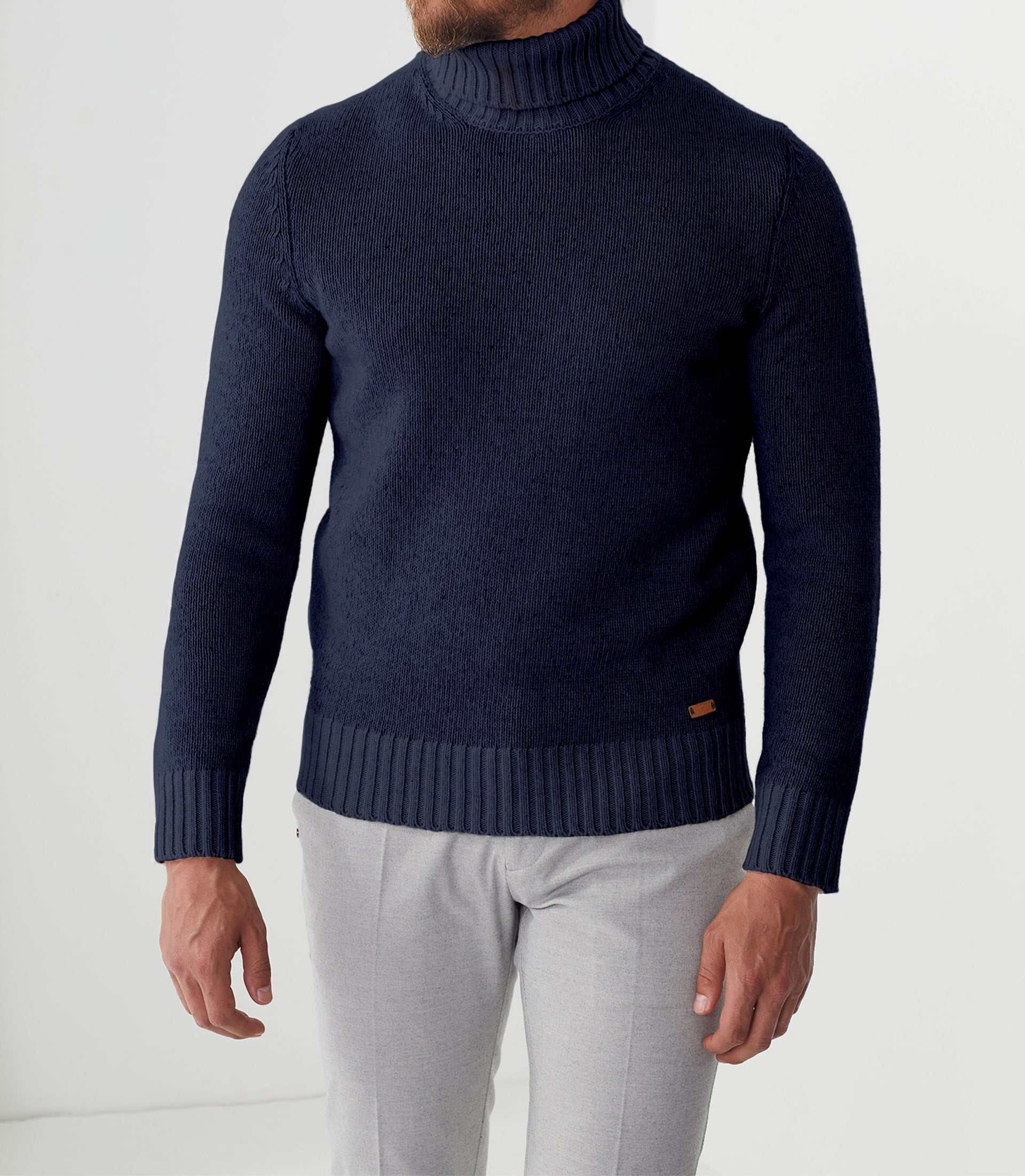 Pull col roulé bleu "Savio" - Image 2