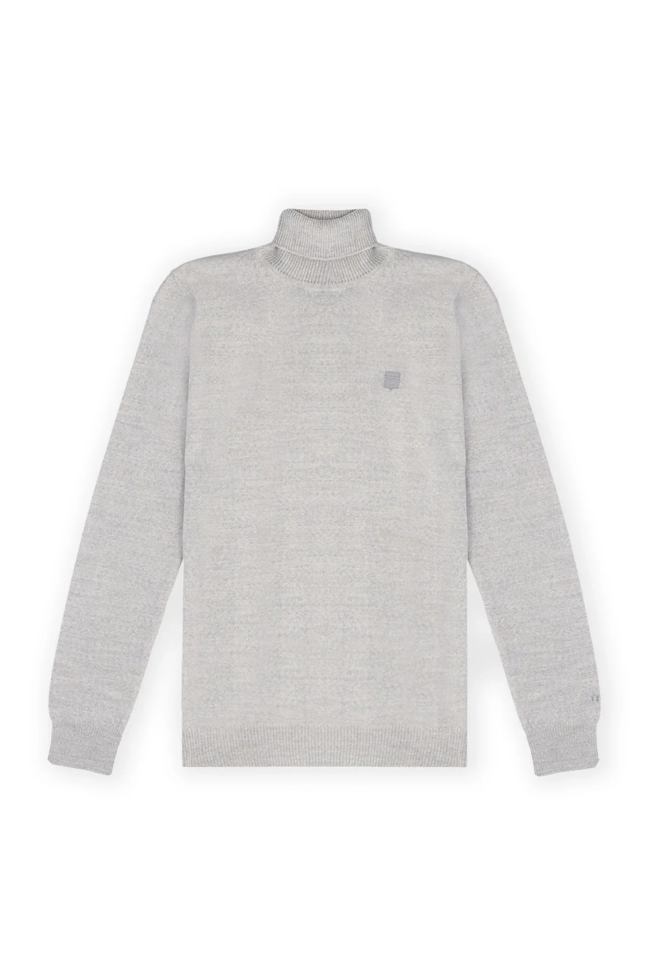 Pull col roulé gris chiné - Image 2