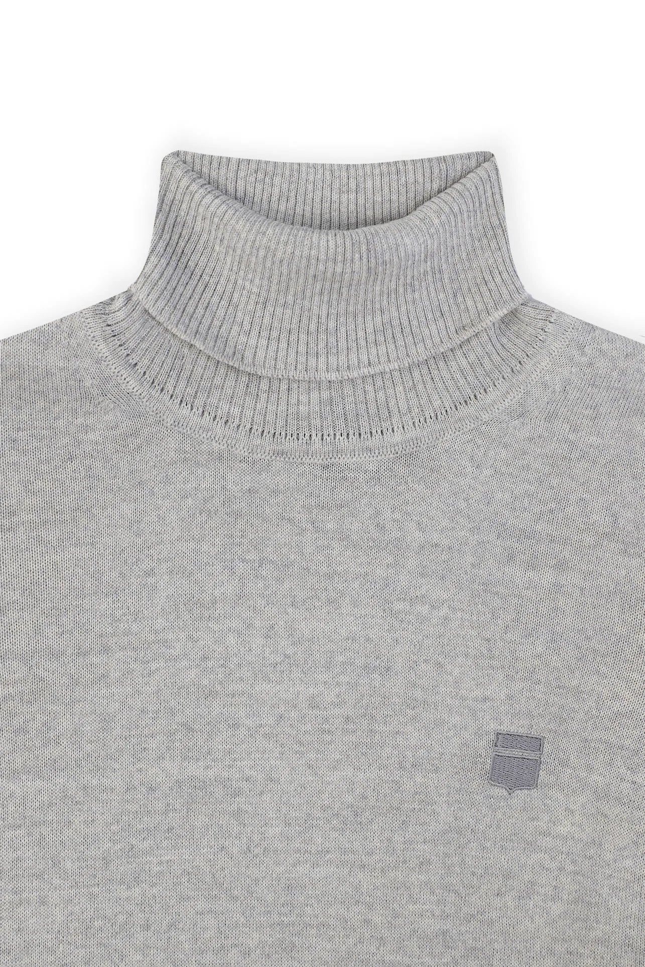 Pull col roulé gris chiné - Image 3