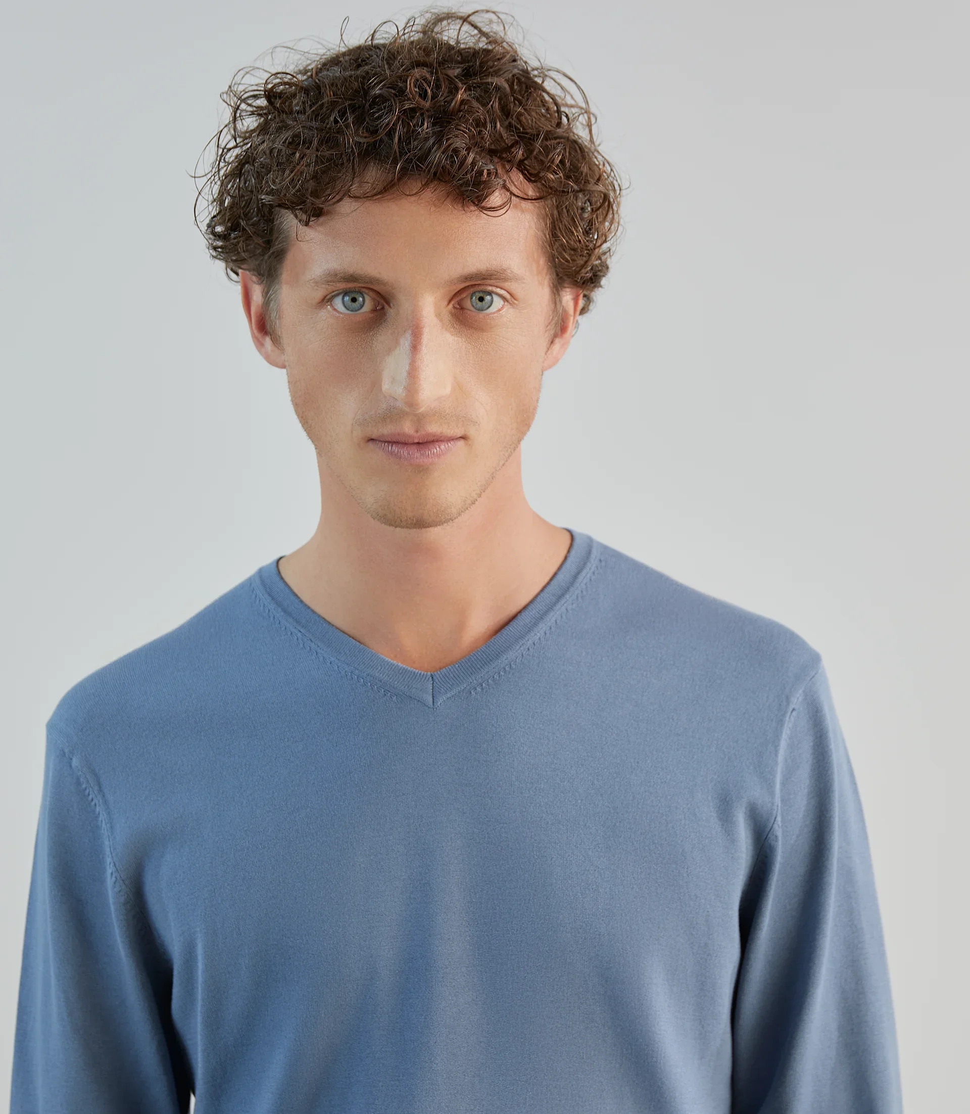 Pull col v bleu gris - Image 2