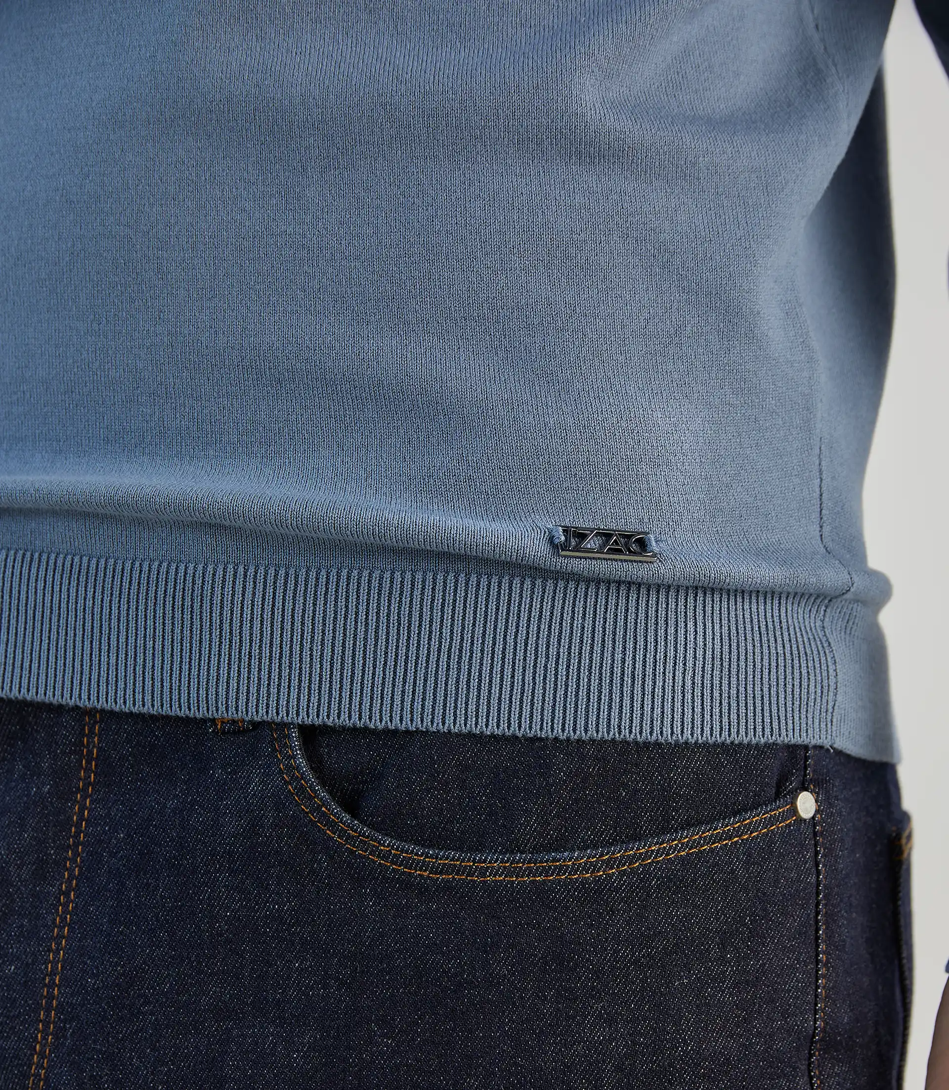 Pull col v bleu gris - Image 5