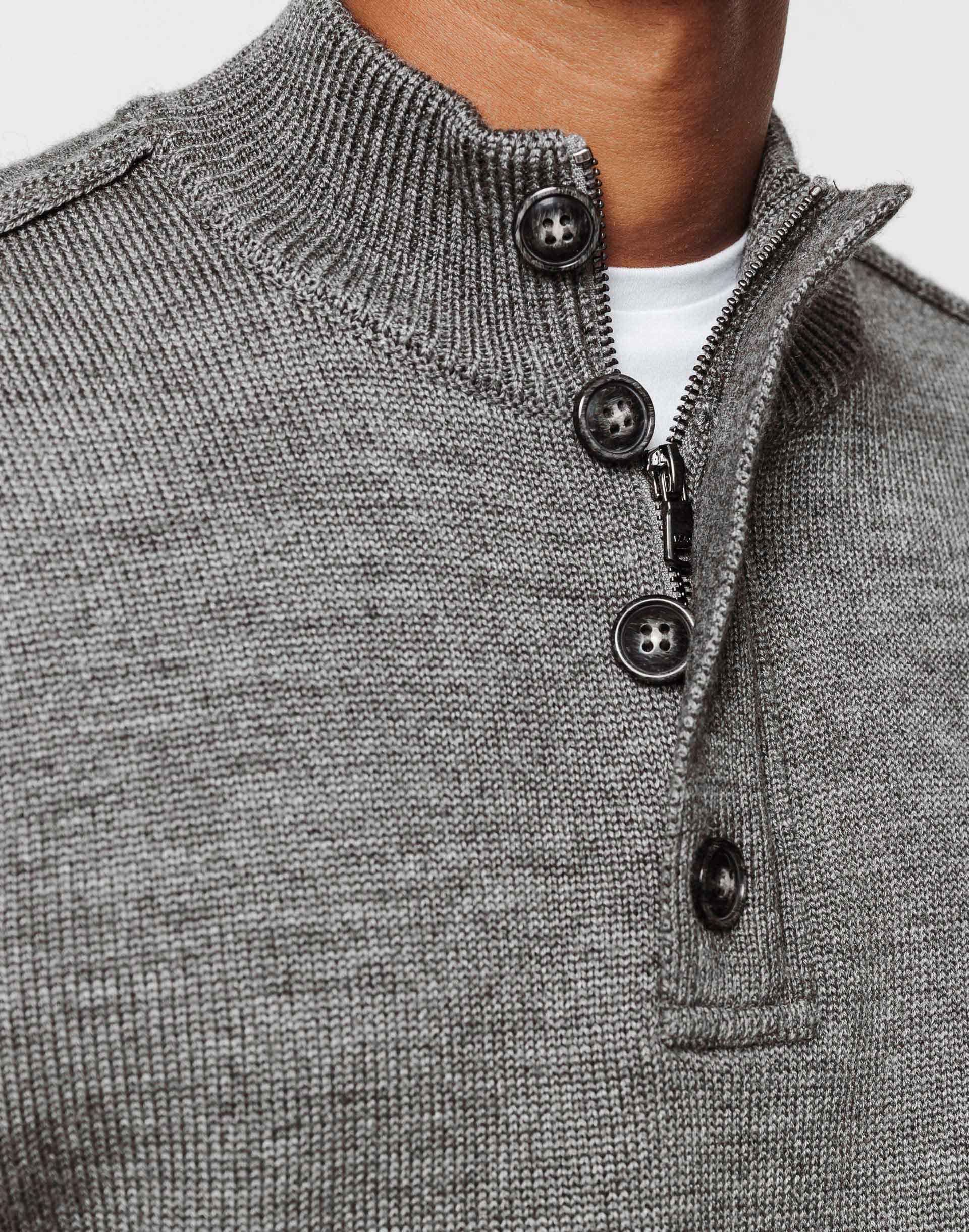 Pull col zippé gris moyen - Image 3