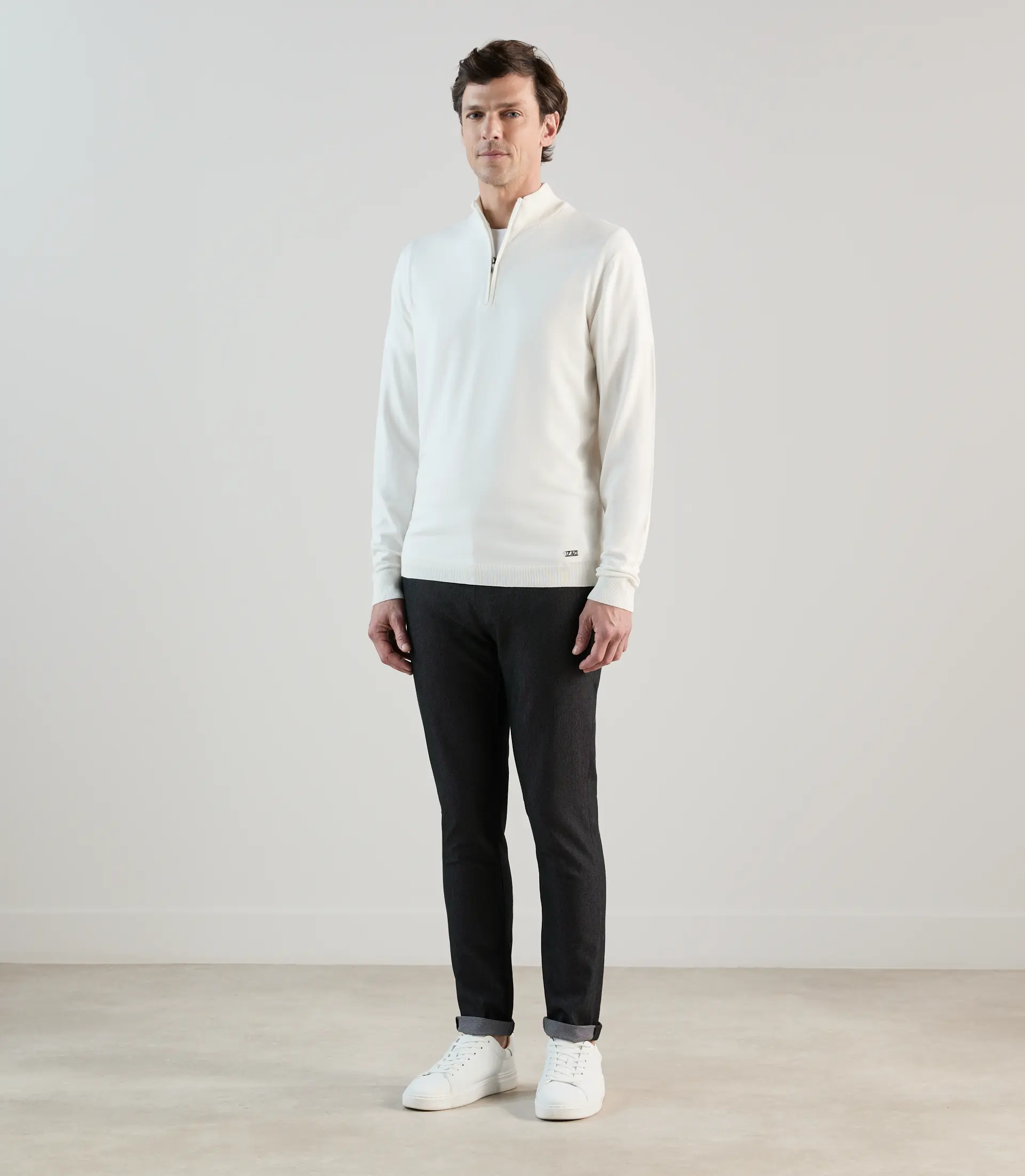 Pull demi-zip à col montant écru - Image 3