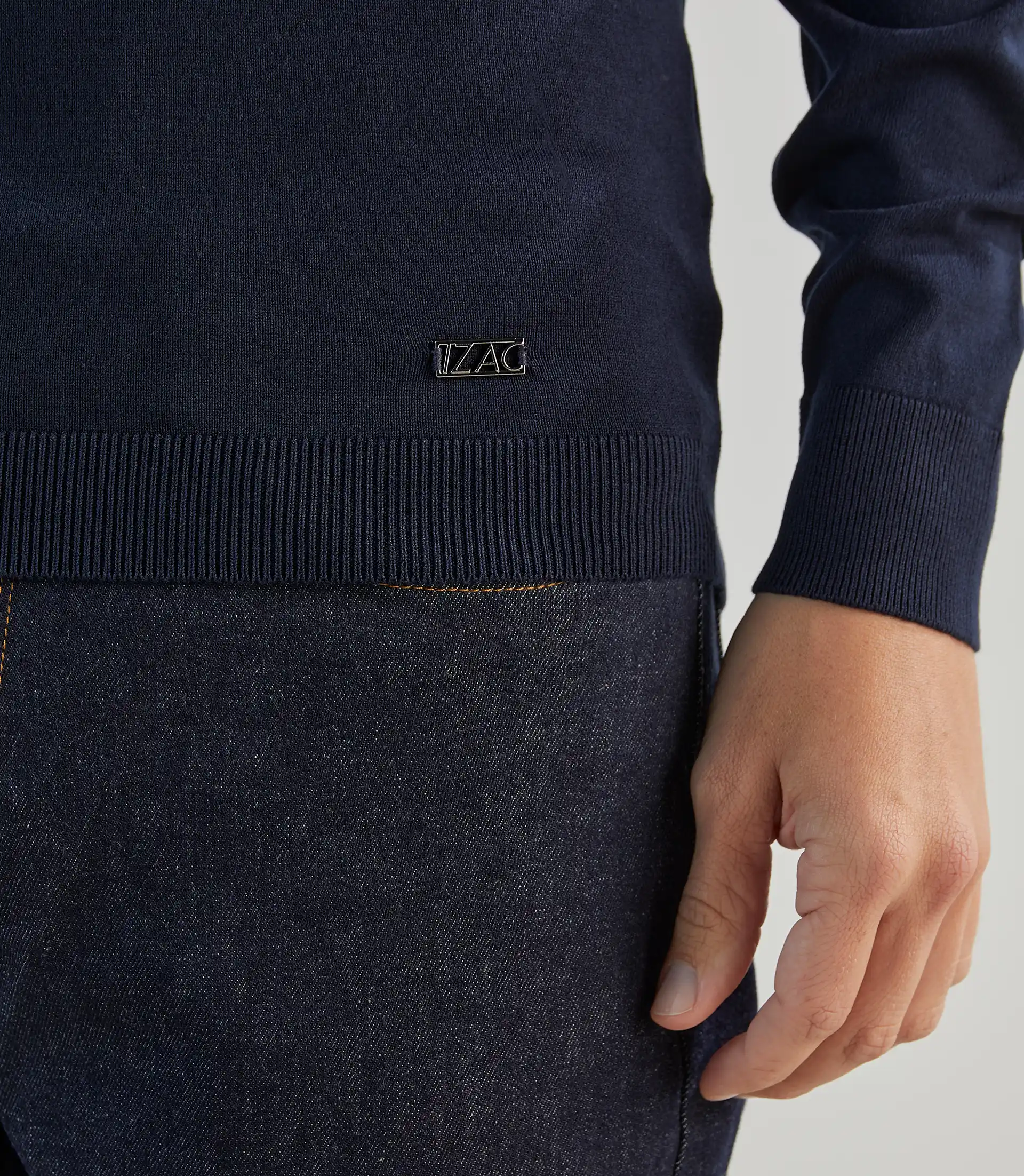 Pull demi-zip à col montant marine - Image 6
