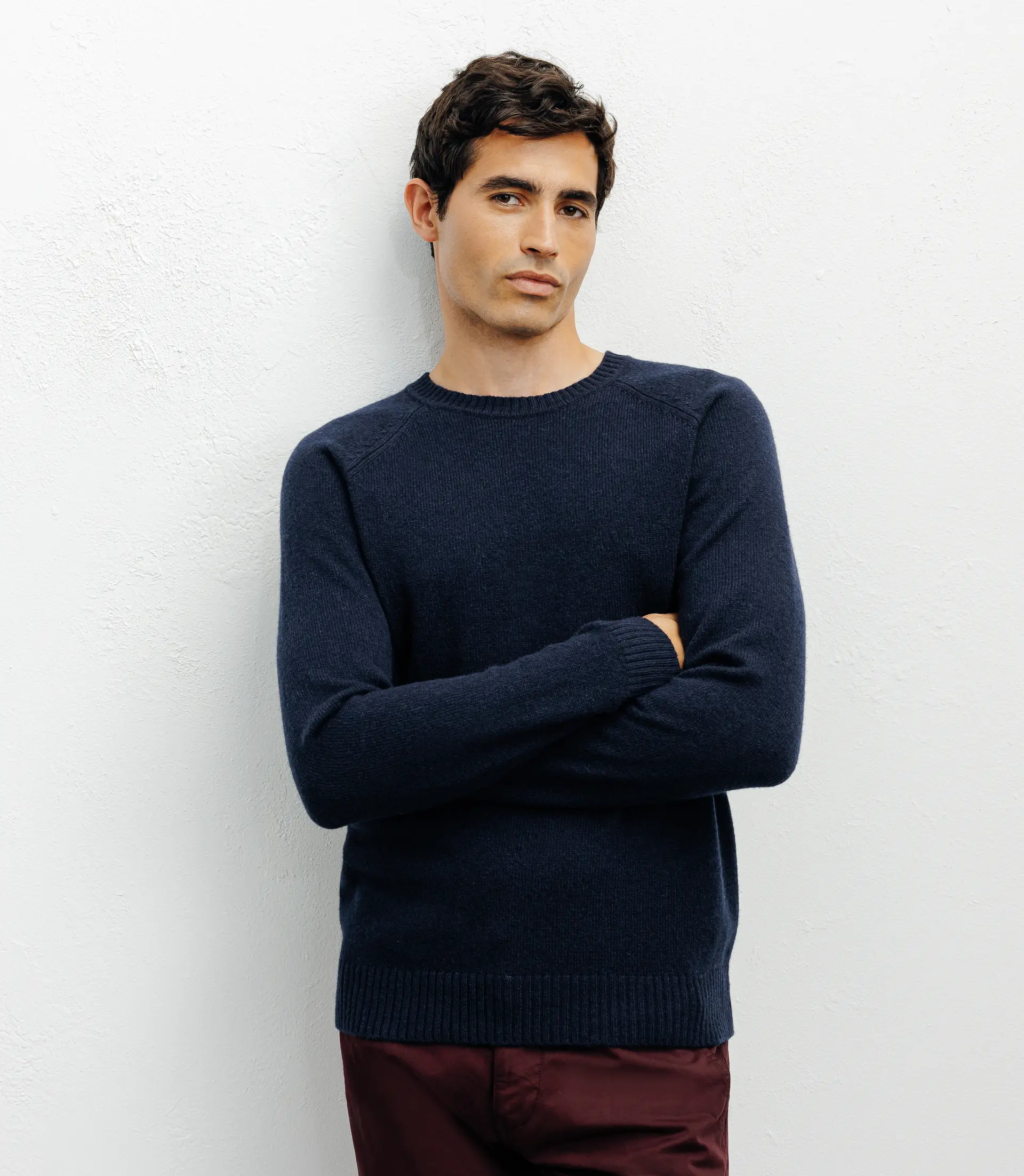 Pull en laine col rond marine
