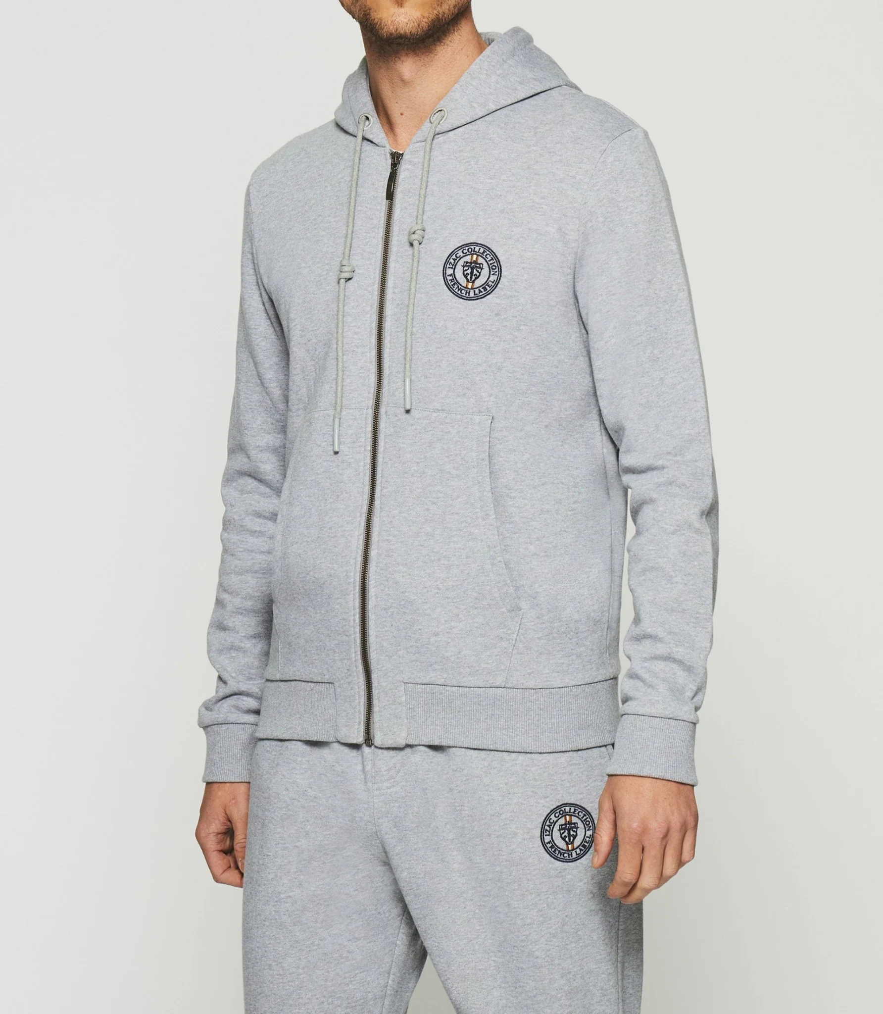 Gilet zippé à capuche gris chiné SWDOGAN - Image 2