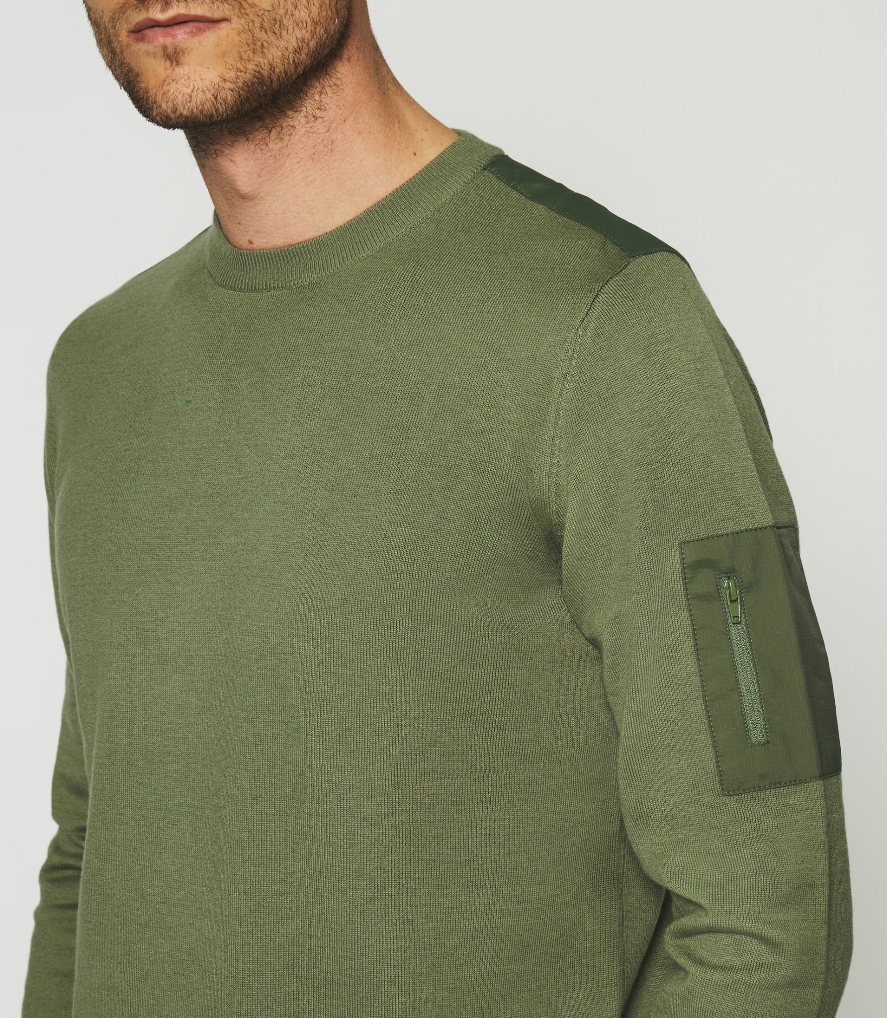 Pull col rond kaki DAVID - Image 3