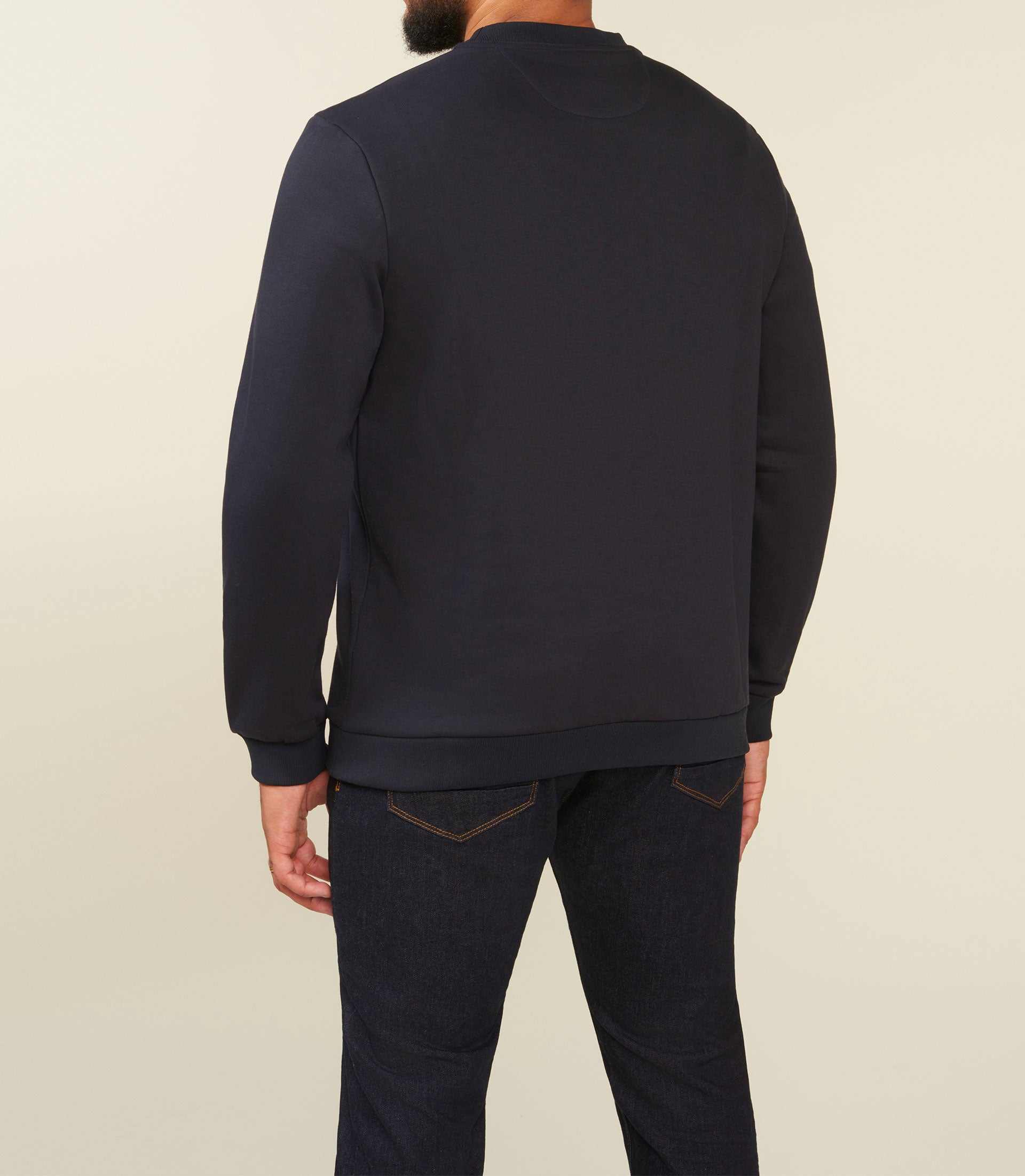 Sweat uni col rond marine SWBENJIBT - Image 3
