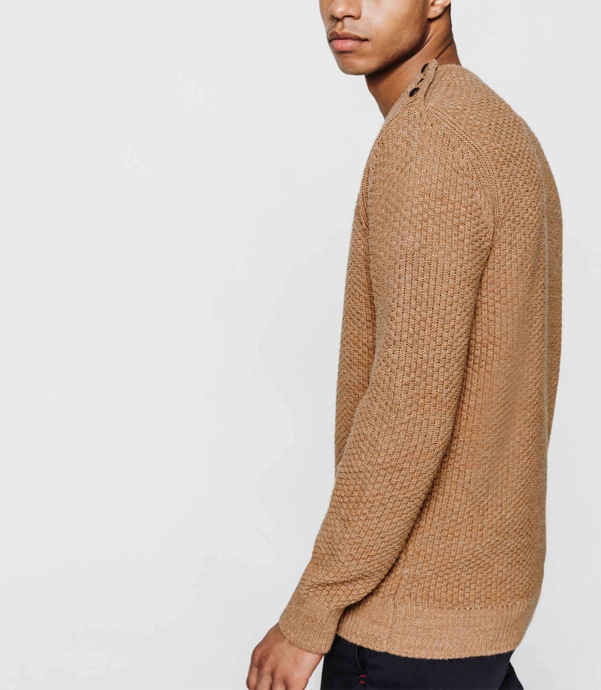 Pull ocre épaule boutonnée - Image 3