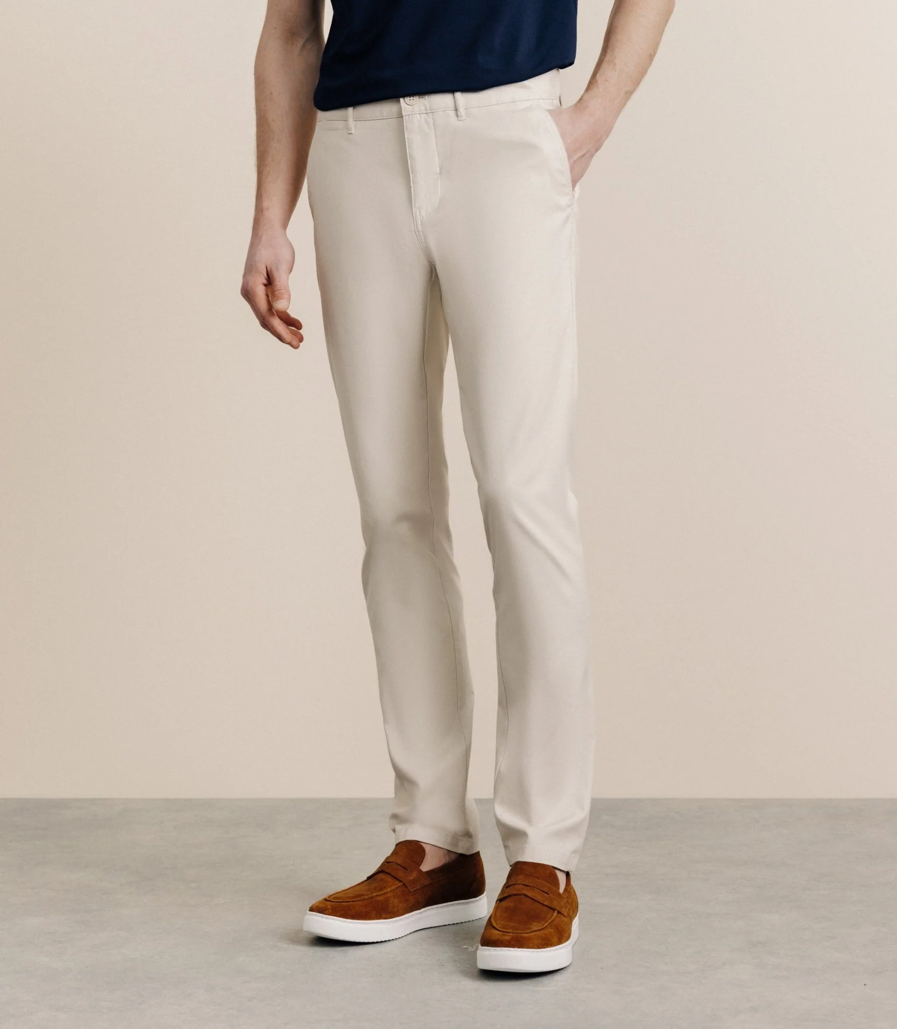 Pantalon slim beige