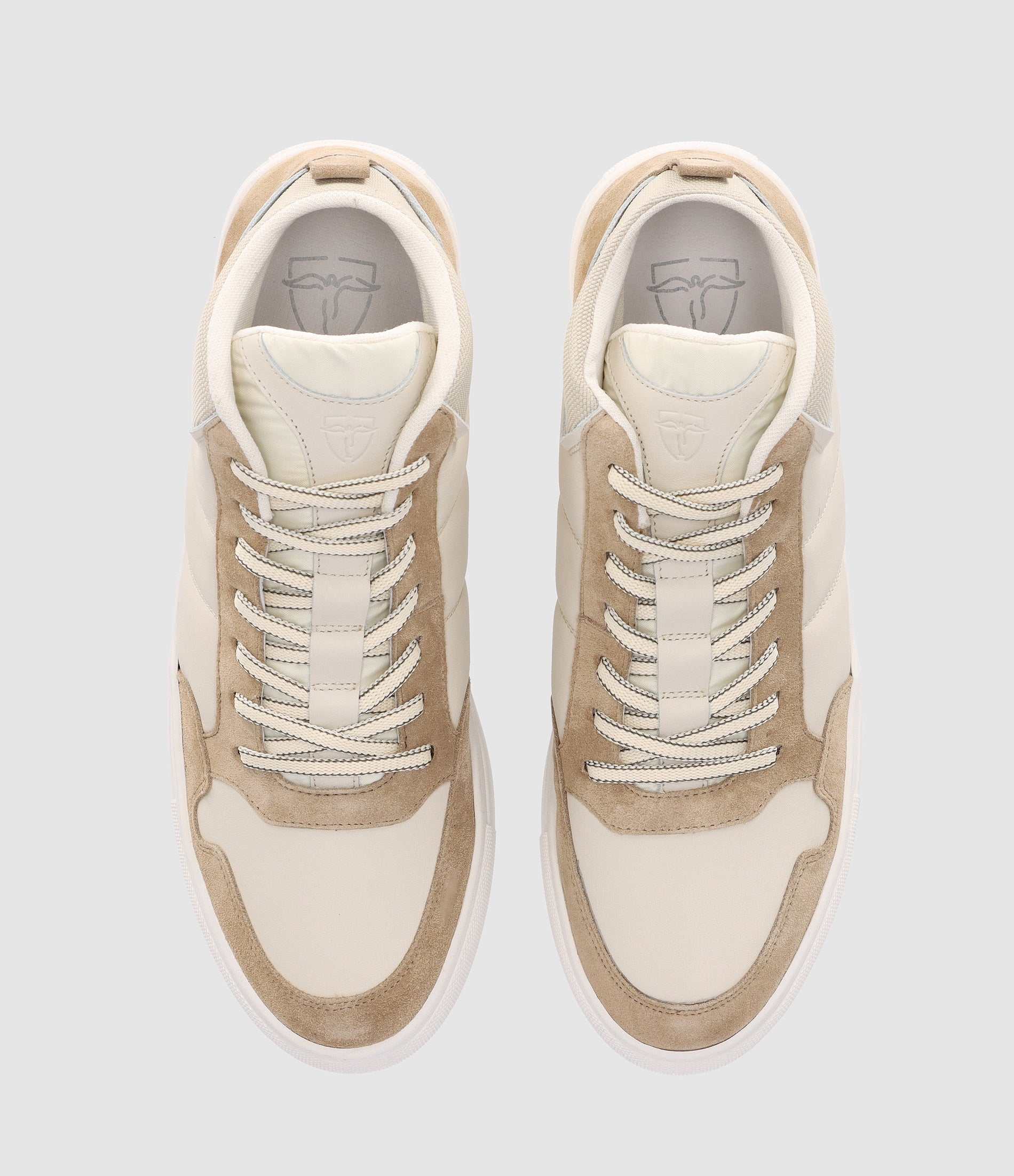 Sneakers montantes bi matière blanc et beige OSLO - Image 4