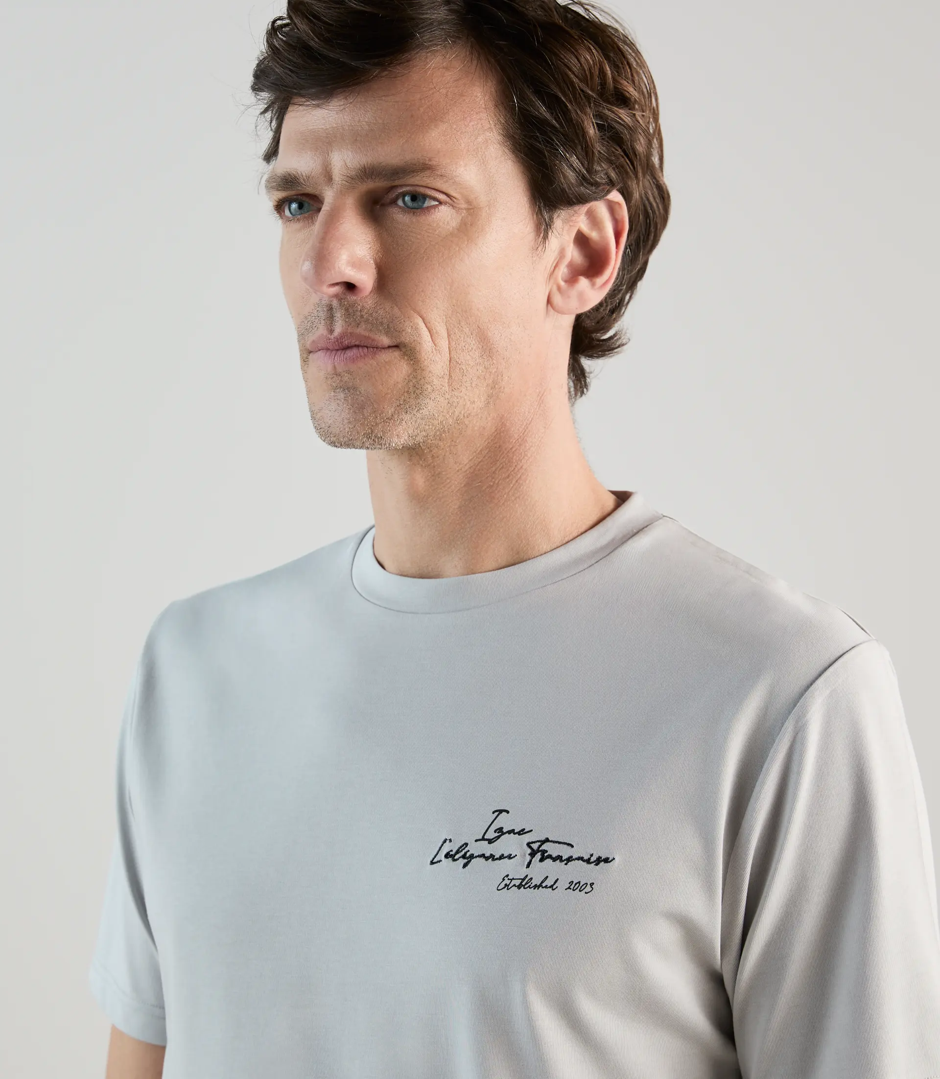 T-shirt col rond gris clair - Image 2