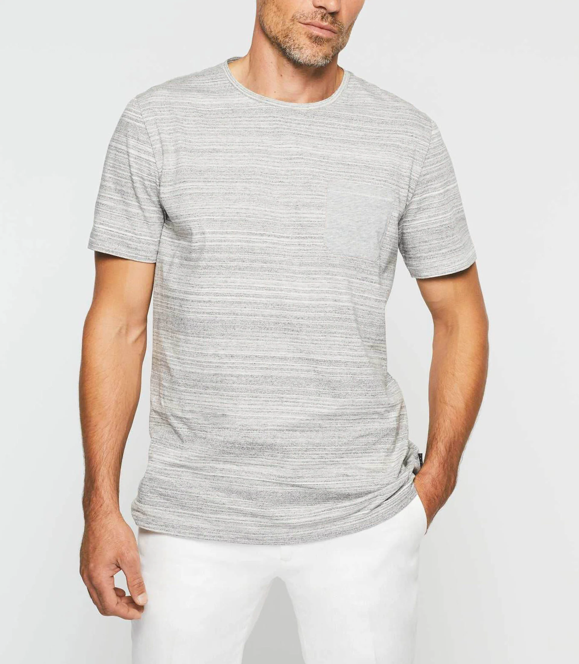 T-shirt à imprimé rayures gris-chiné "Gio" - Image 4
