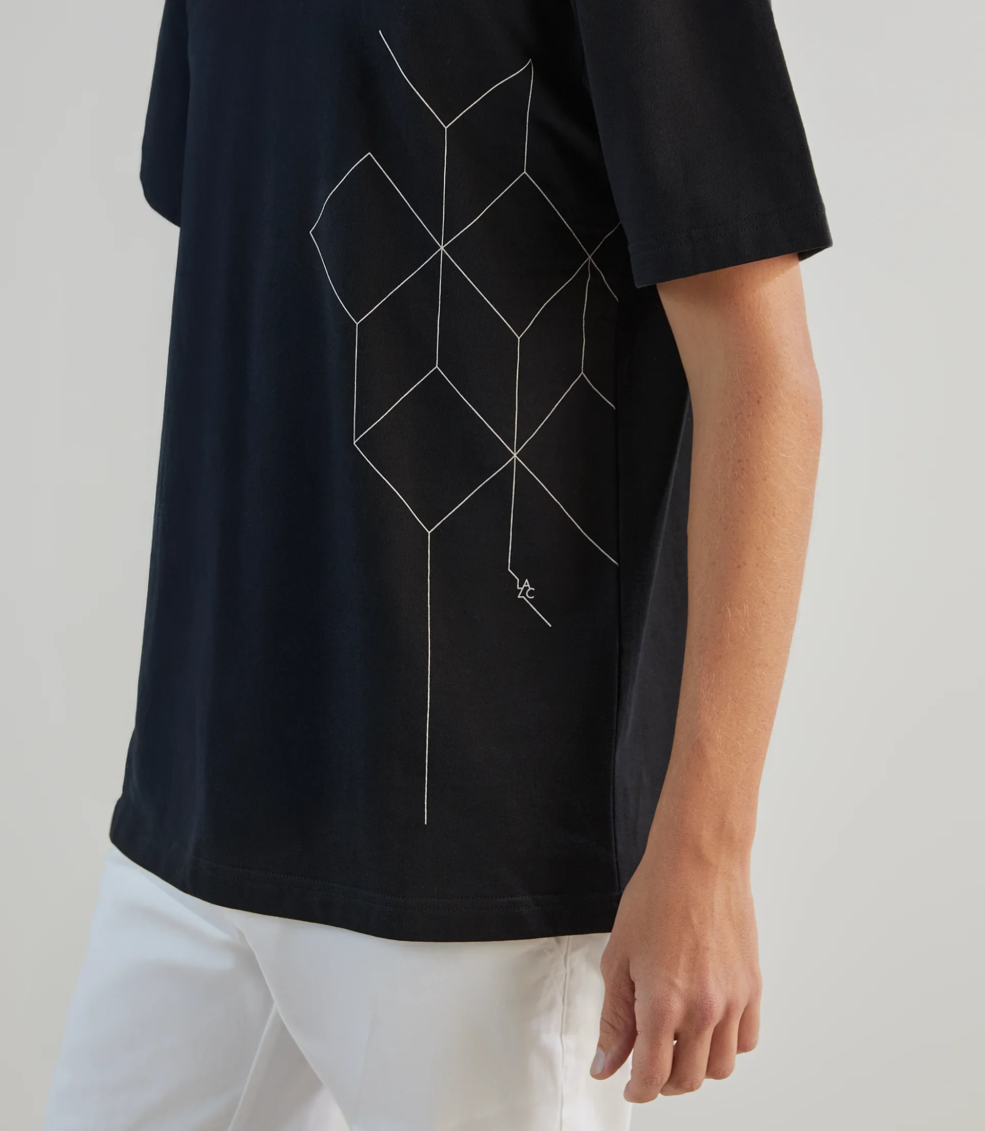 T-shirt oversize col rond noir - Image 2