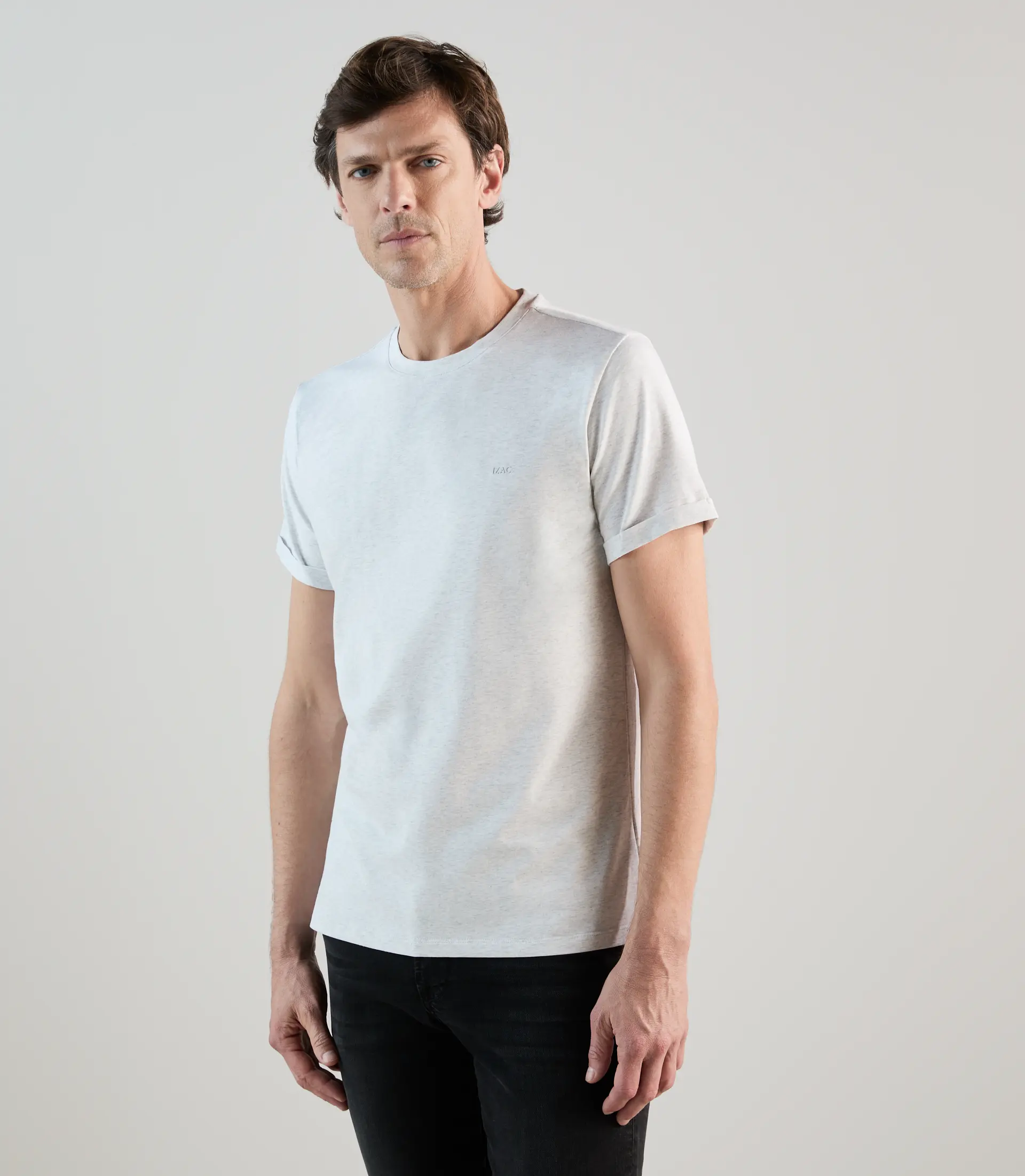 T-shirt col rond gris chiné