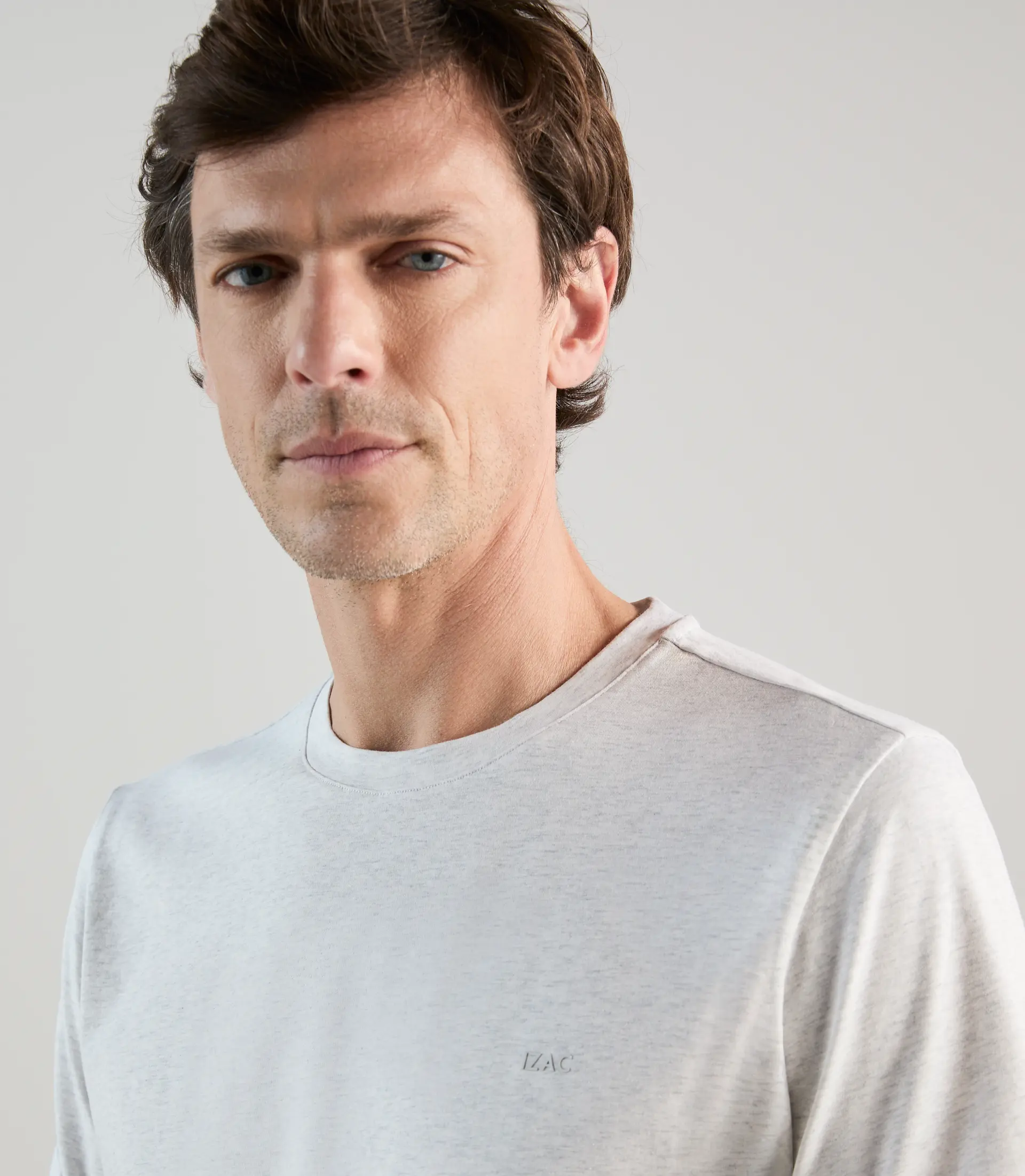 T-shirt col rond gris chiné - Image 2