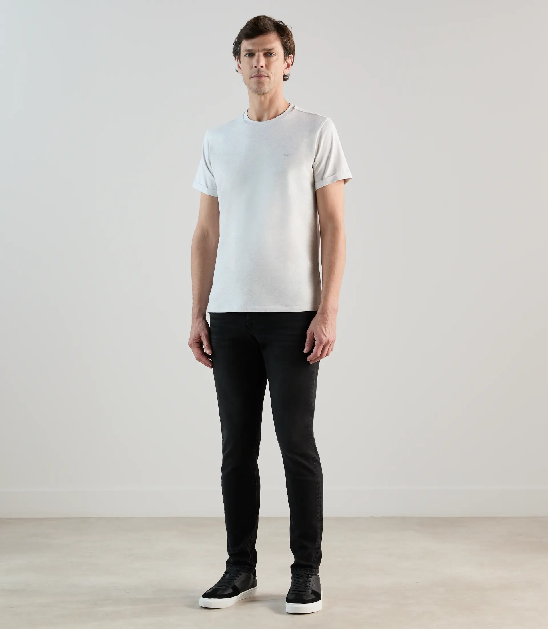 T-shirt col rond gris chiné - Image 3