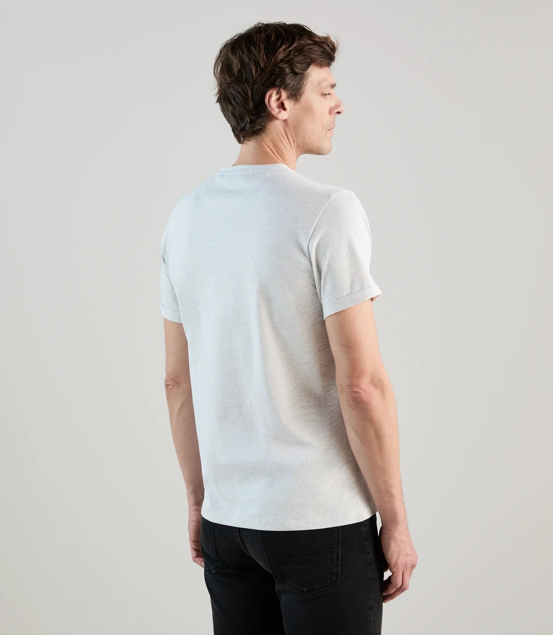 T-shirt col rond gris chiné - Image 4
