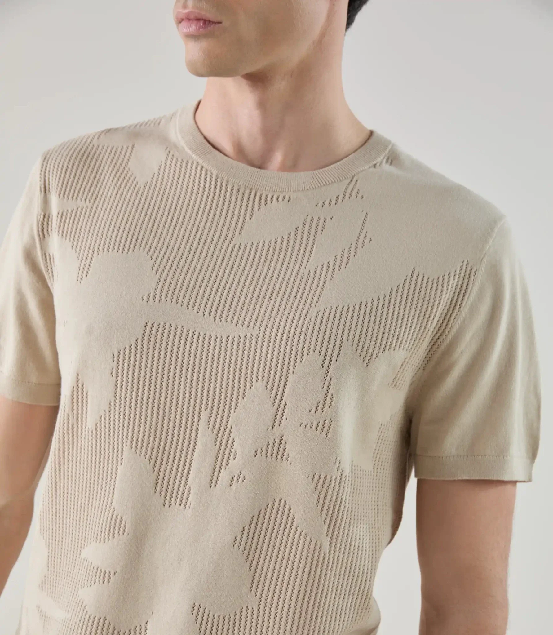 T-shirt en maille beige - Image 2