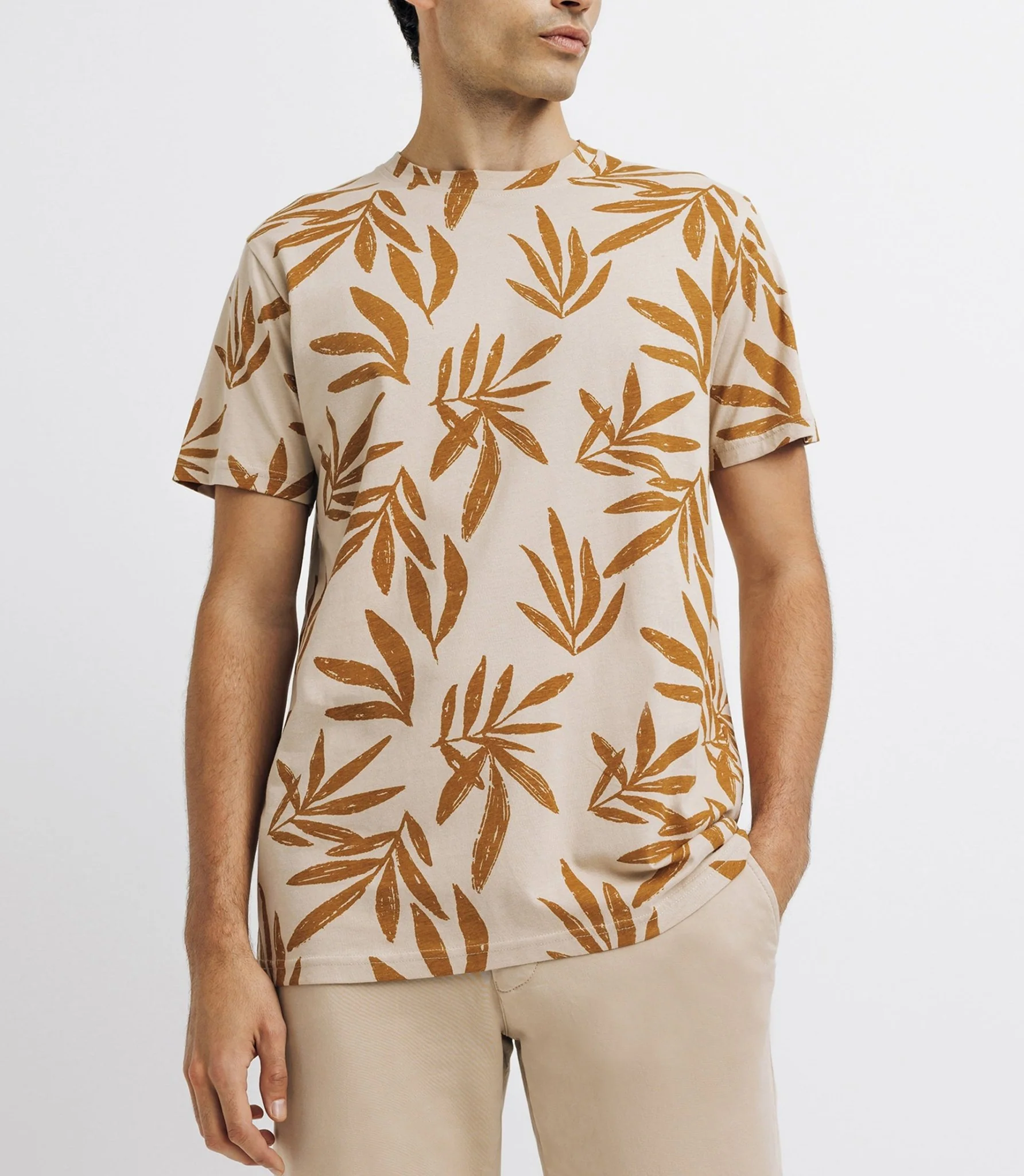 T-shirt à fleurs beige - Image 2