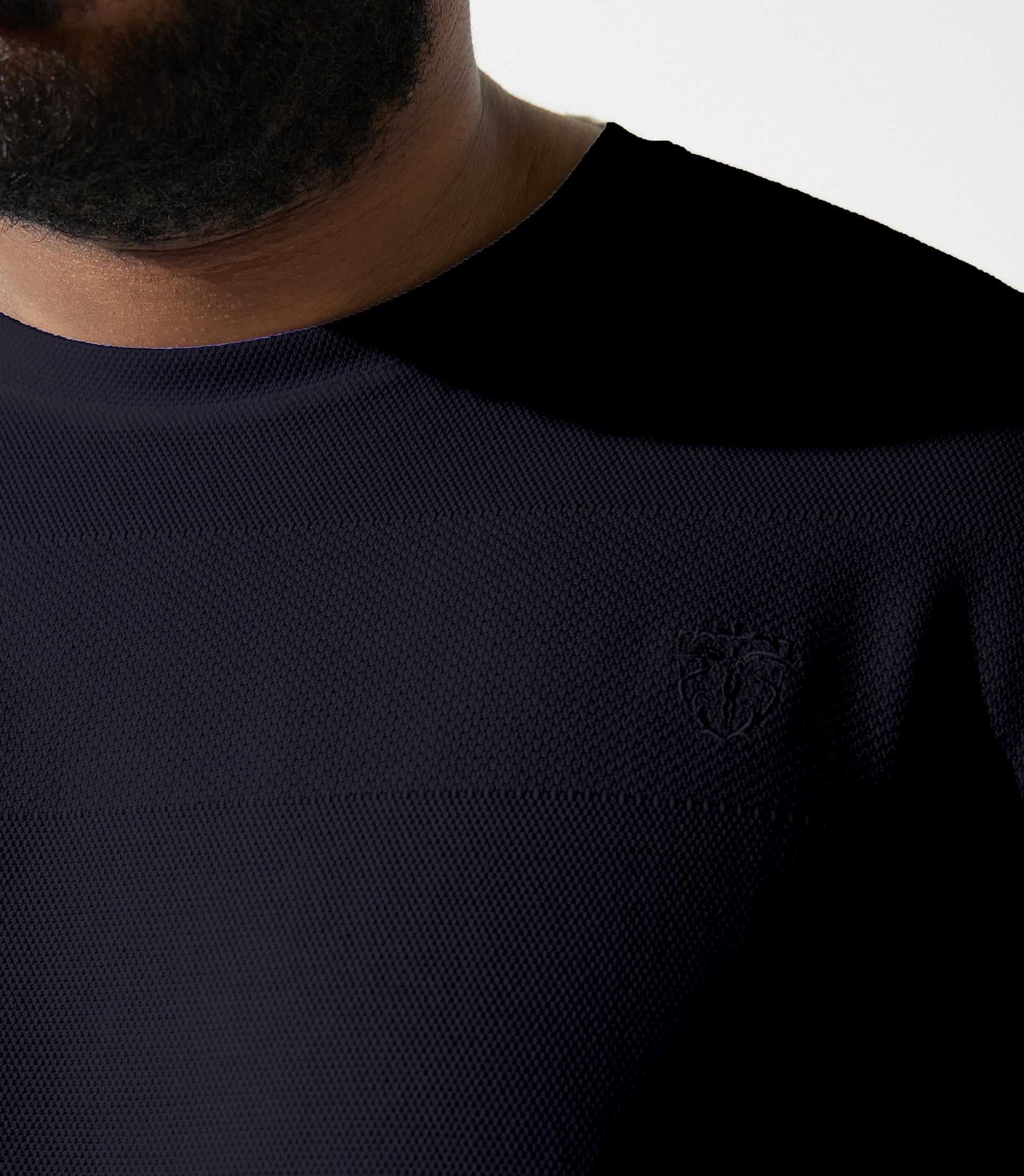 T-shirt uni avec logo brodé marine GIOVANYBT - Image 3