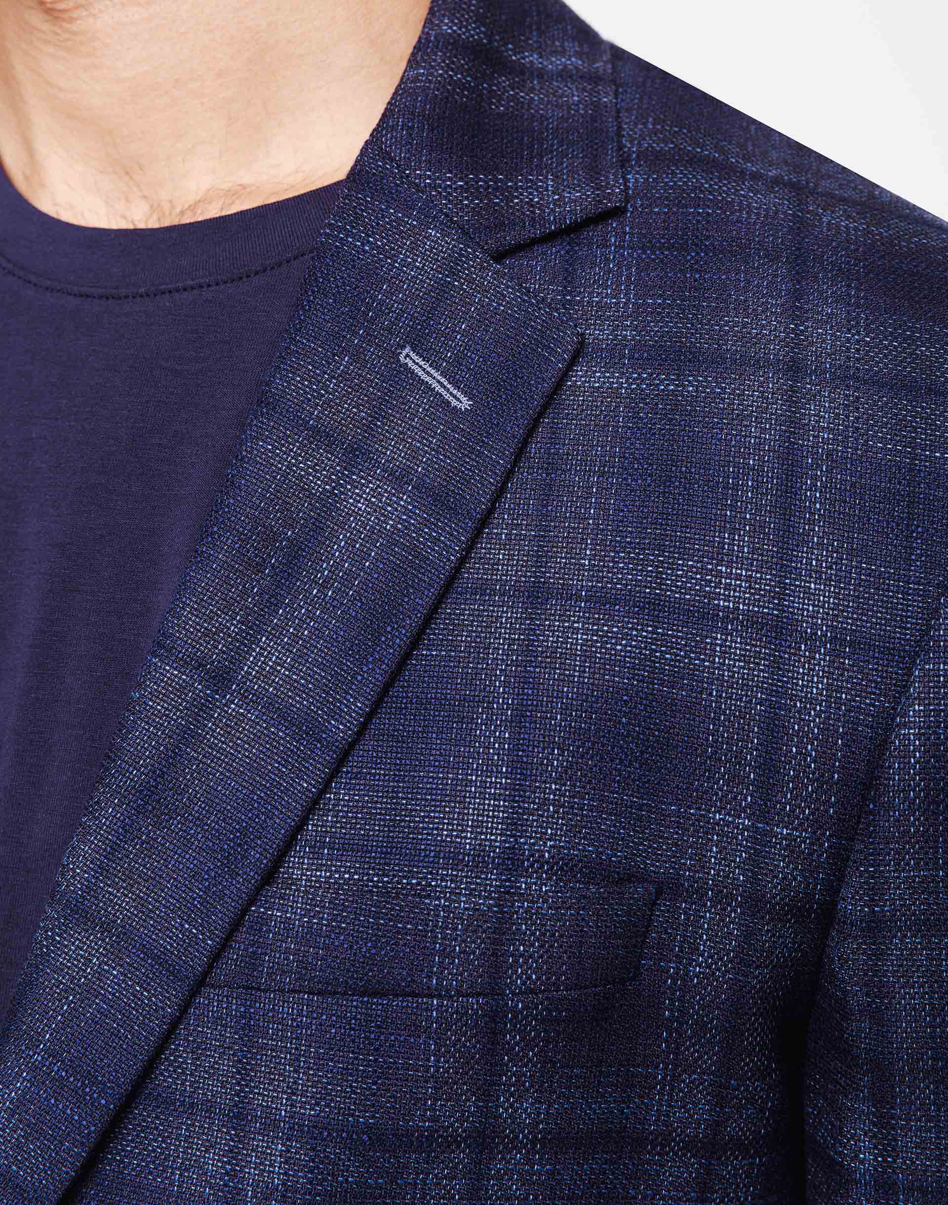 Veste carreaux marine - Image 3