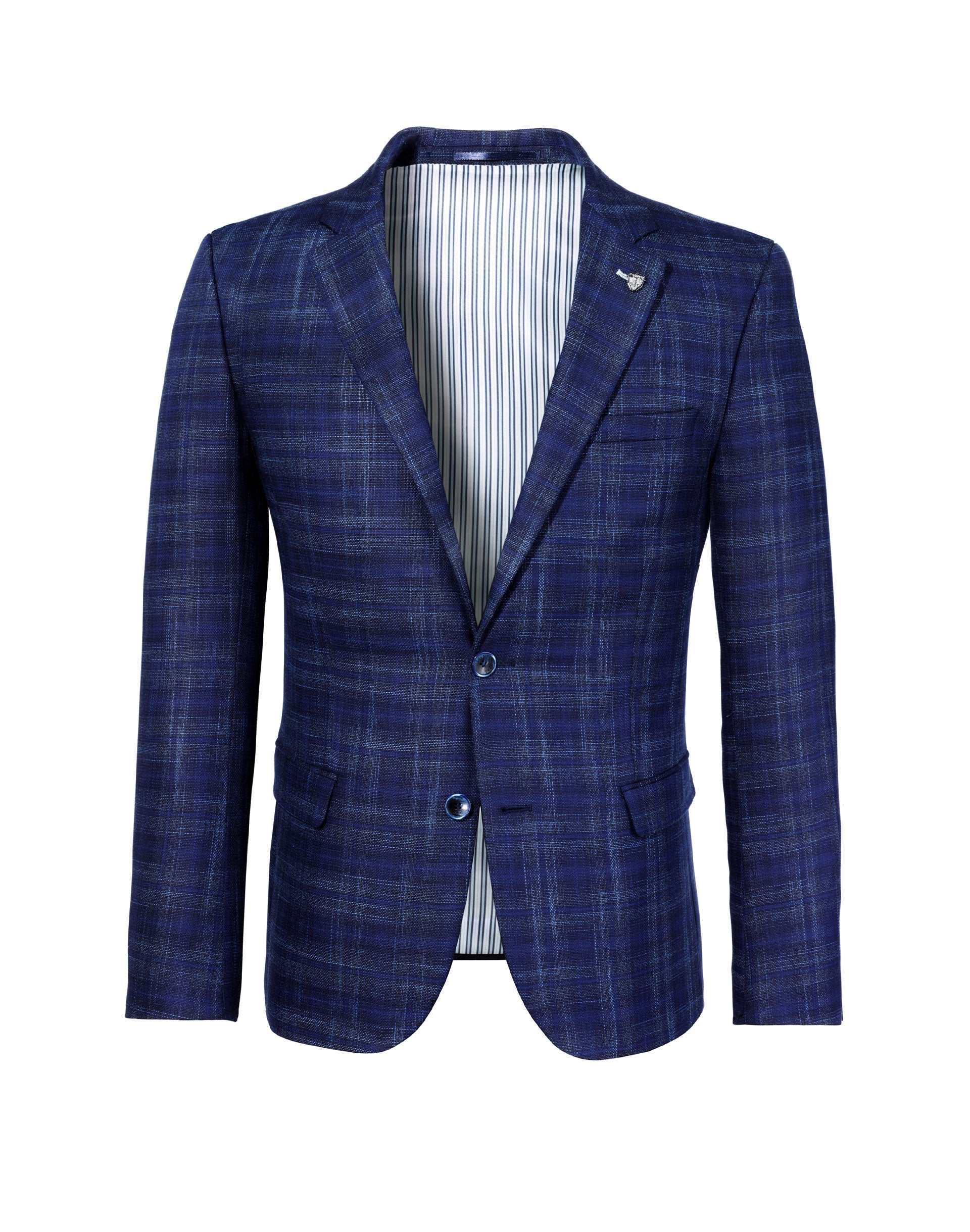 Veste carreaux marine - Image 5