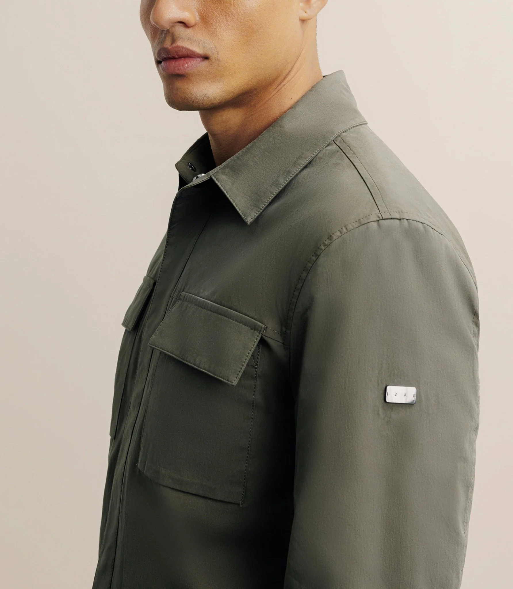 Veste casual 100% coton kaki - Image 2