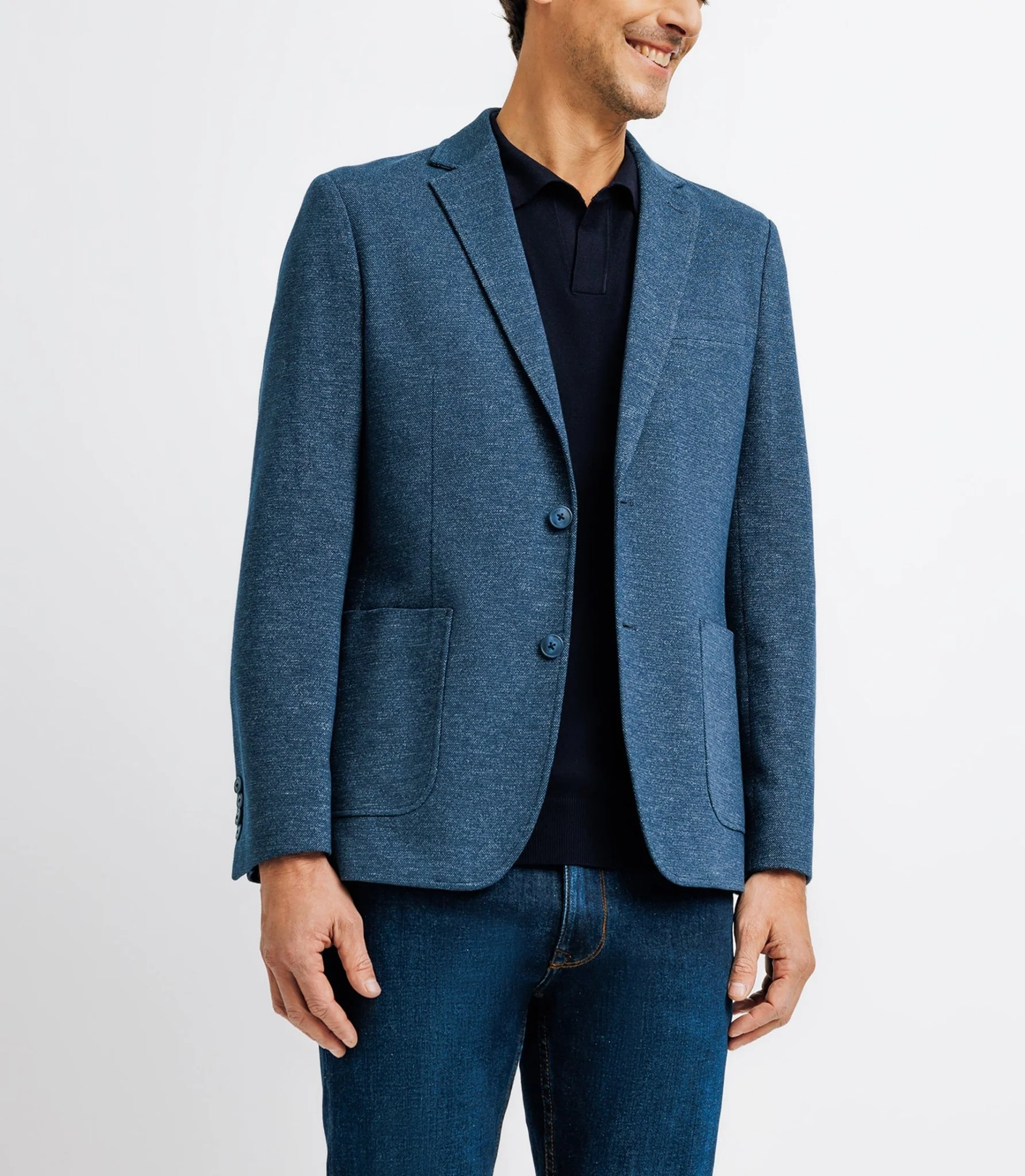 Veste casual maille piquée bleu indigo - Image 2