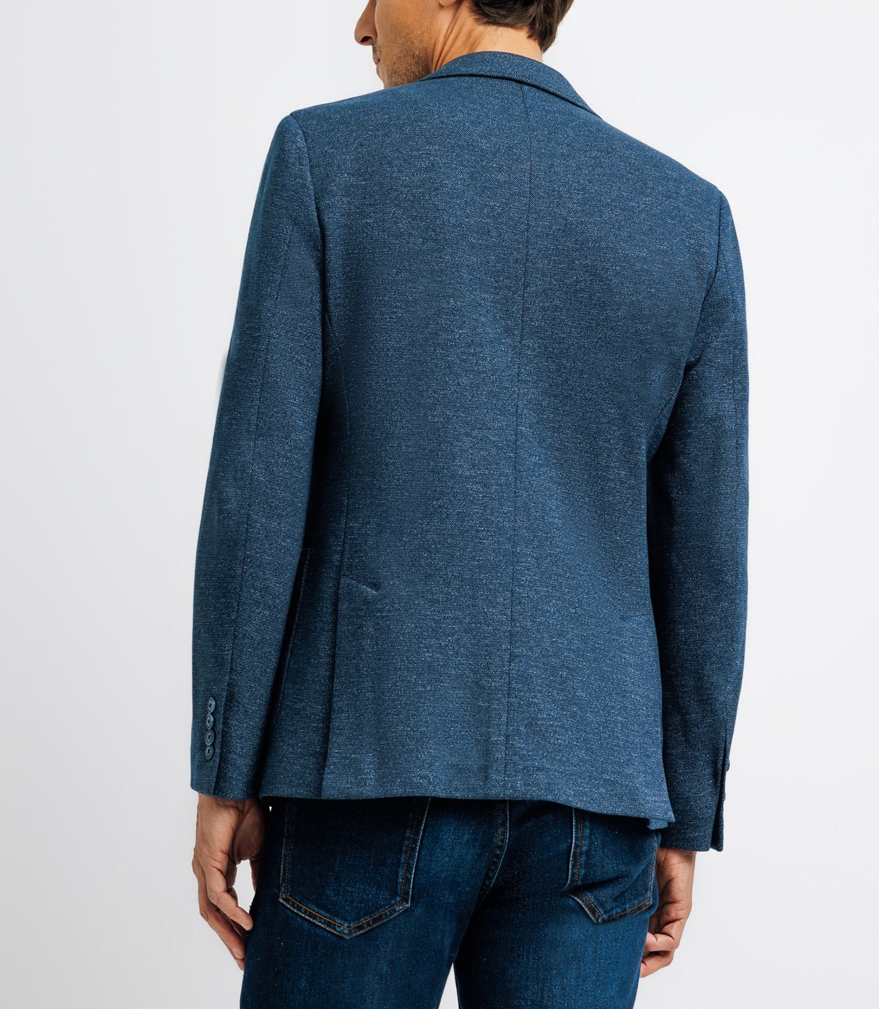 Veste casual maille piquée bleu indigo - Image 4