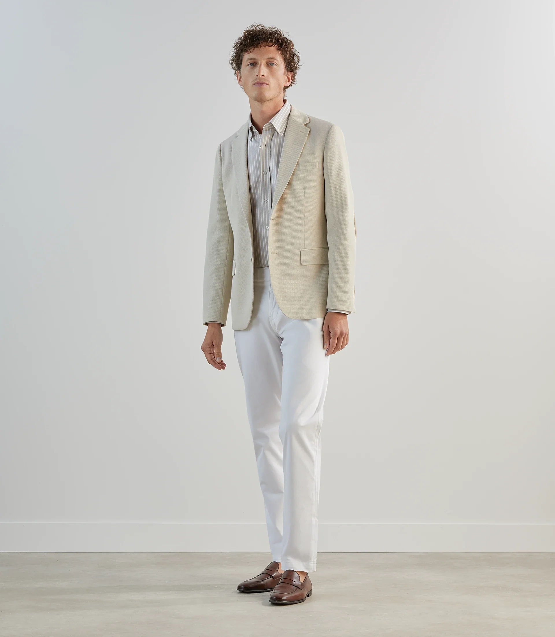 Veste casual en tissu armuré écru - Image 3