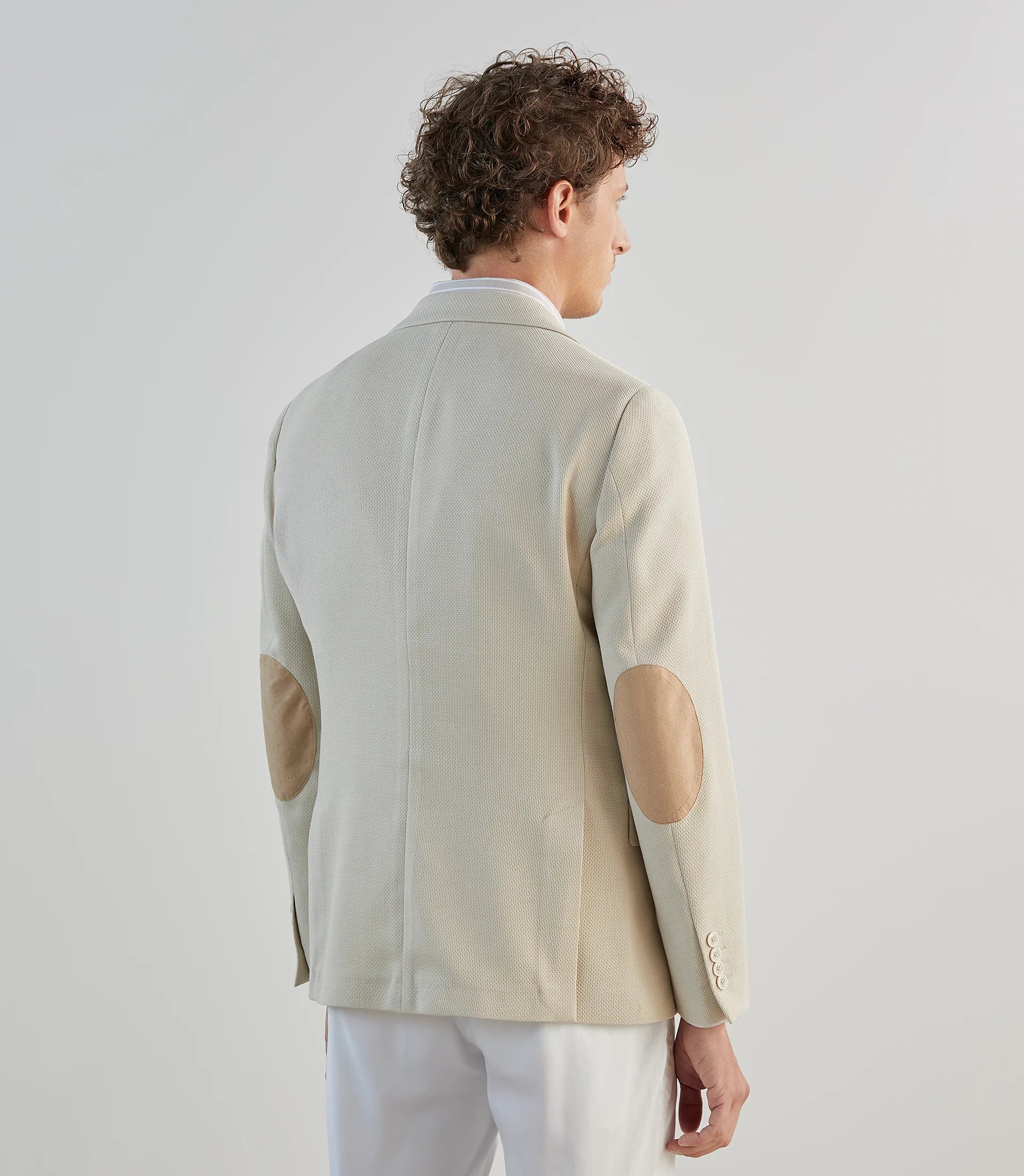 Veste casual en tissu armuré écru - Image 4