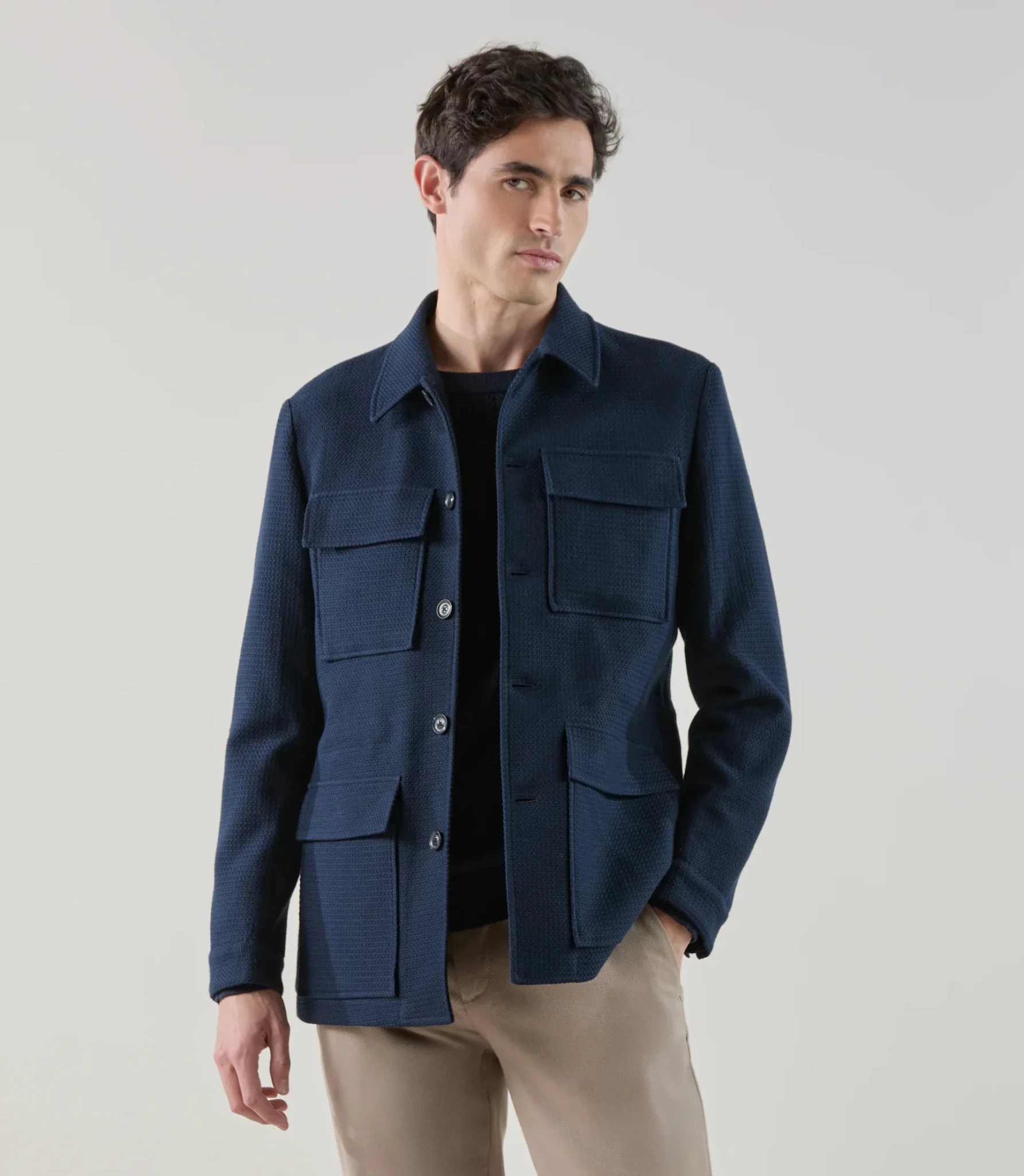 Veste casual saharienne marine