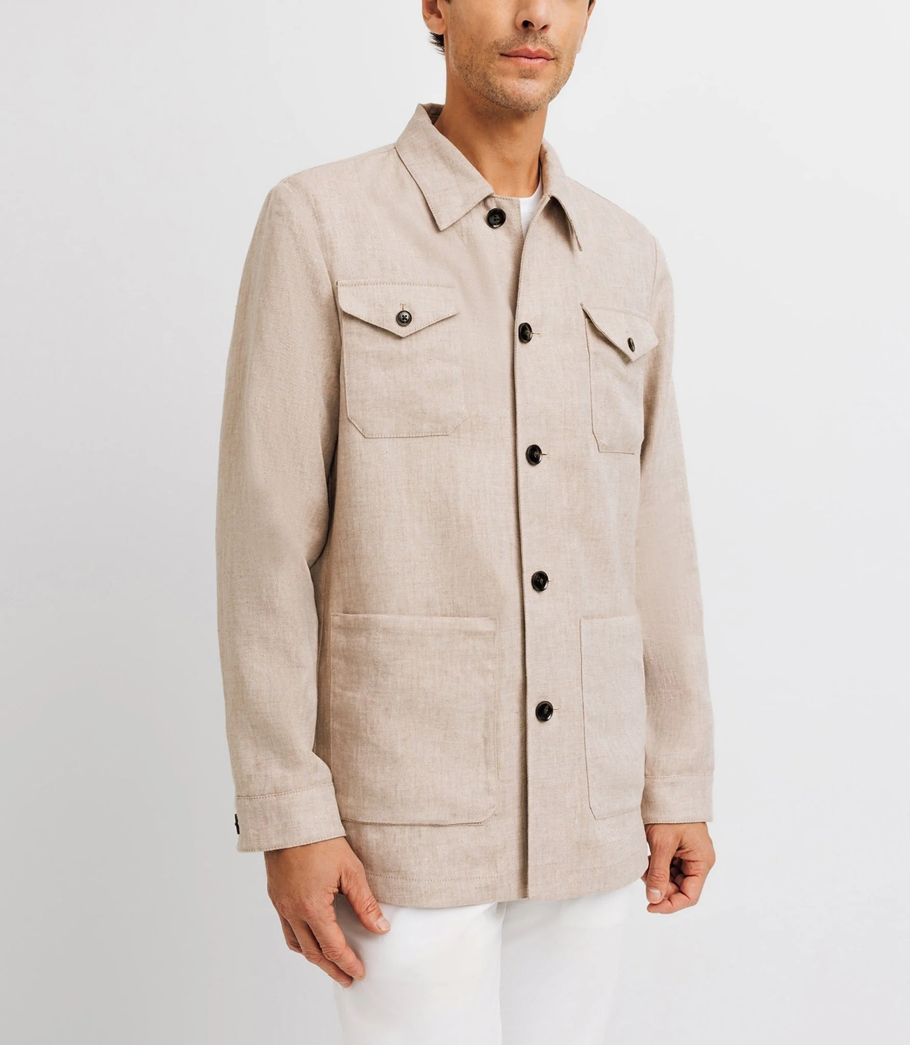 Veste casual 100% lin beige - Image 4